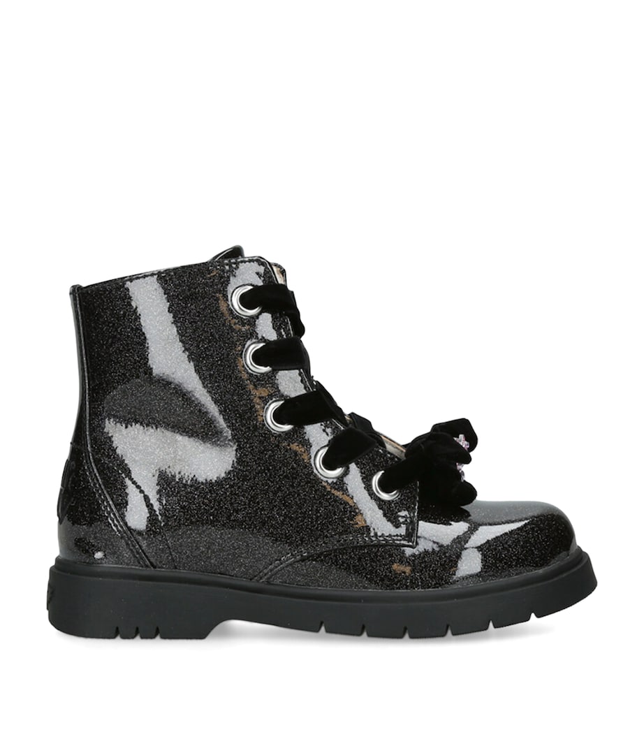 Fior di Fiocco Lace-Up Boots BLACK Image 1