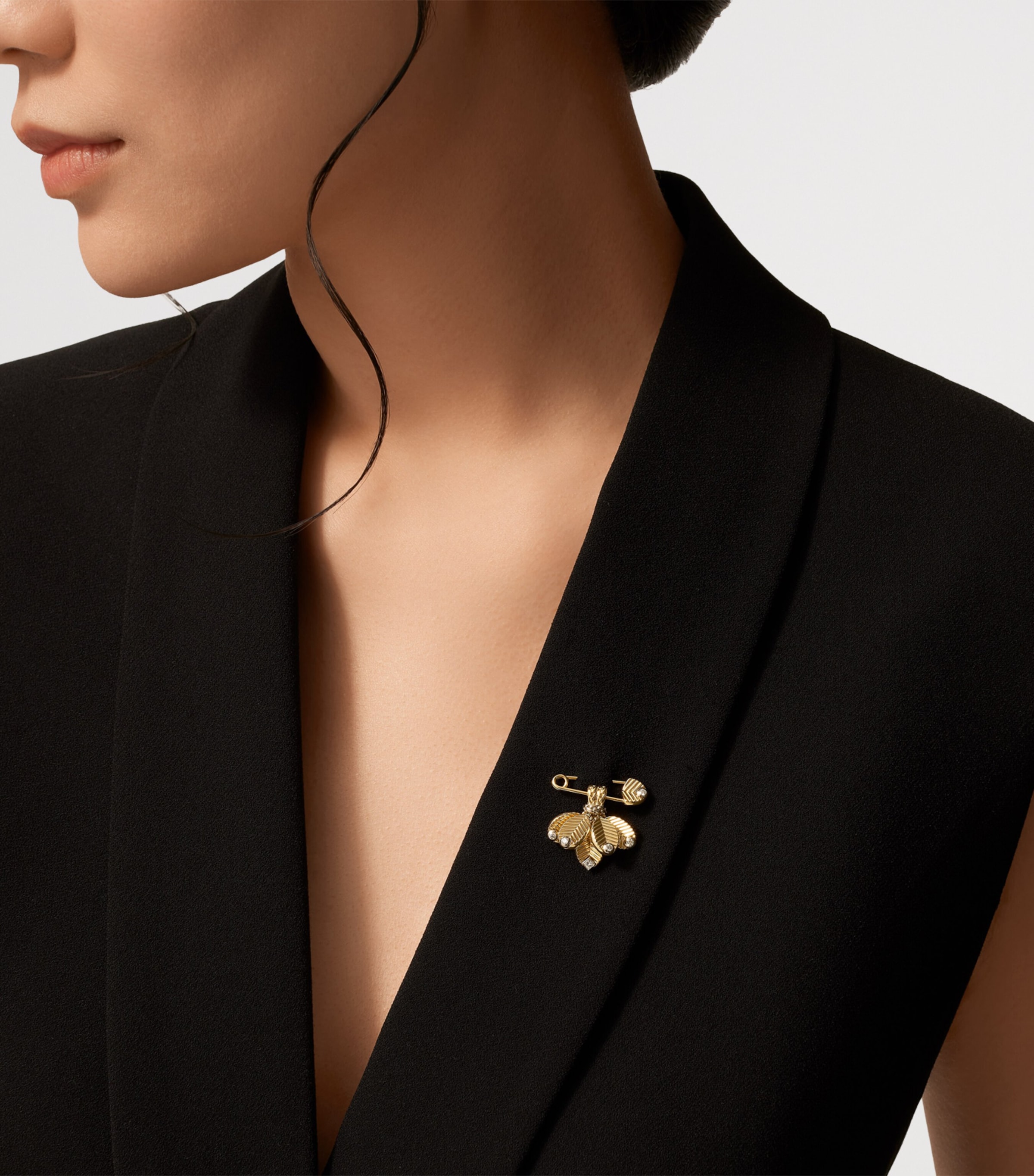 Yellow Gold, White Gold and Diamond Grain de Café Brooch MIXED GOLD Image 2