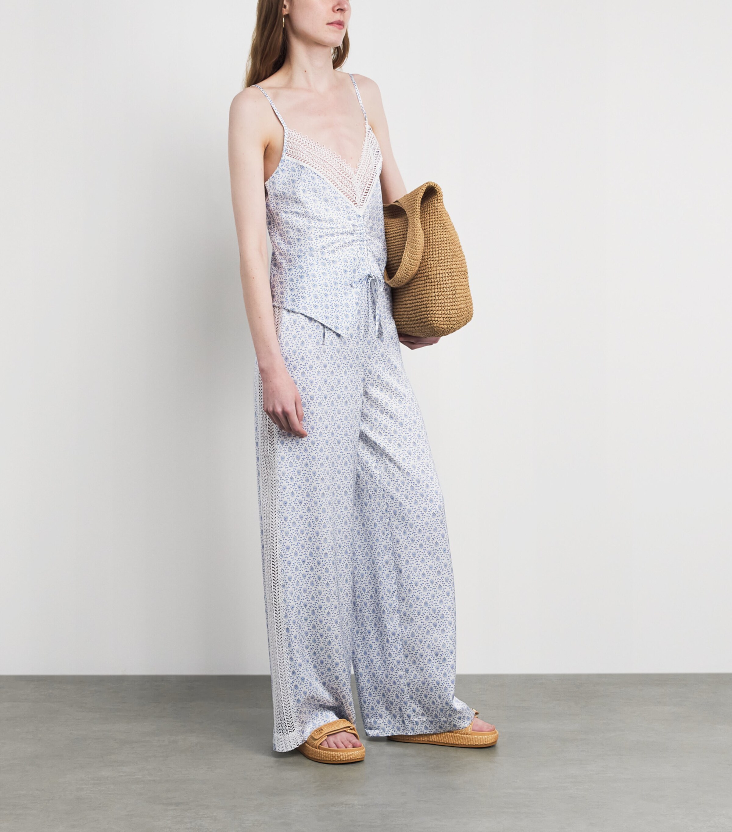 Claudie Pierlot Womens Printed Wide-Leg Trousers Light Print Image 2