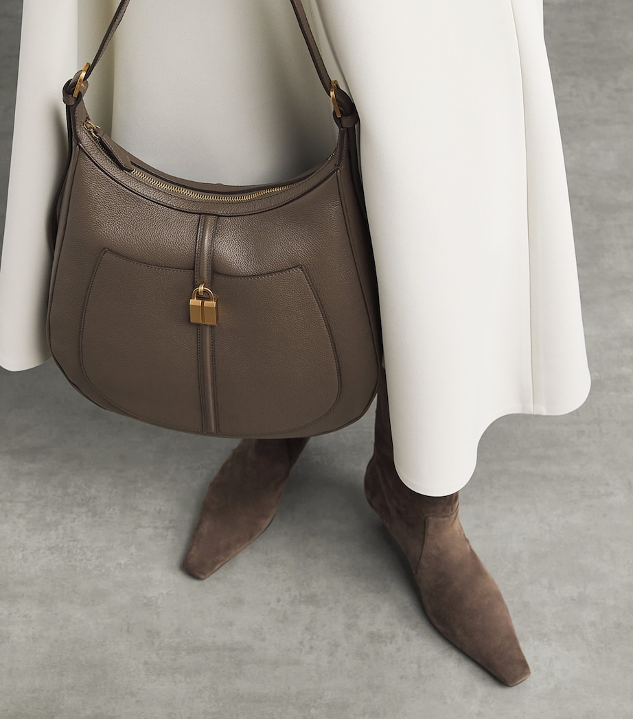 Small Leather Siena Shoulder Bag DEEP OLIVE Image 2