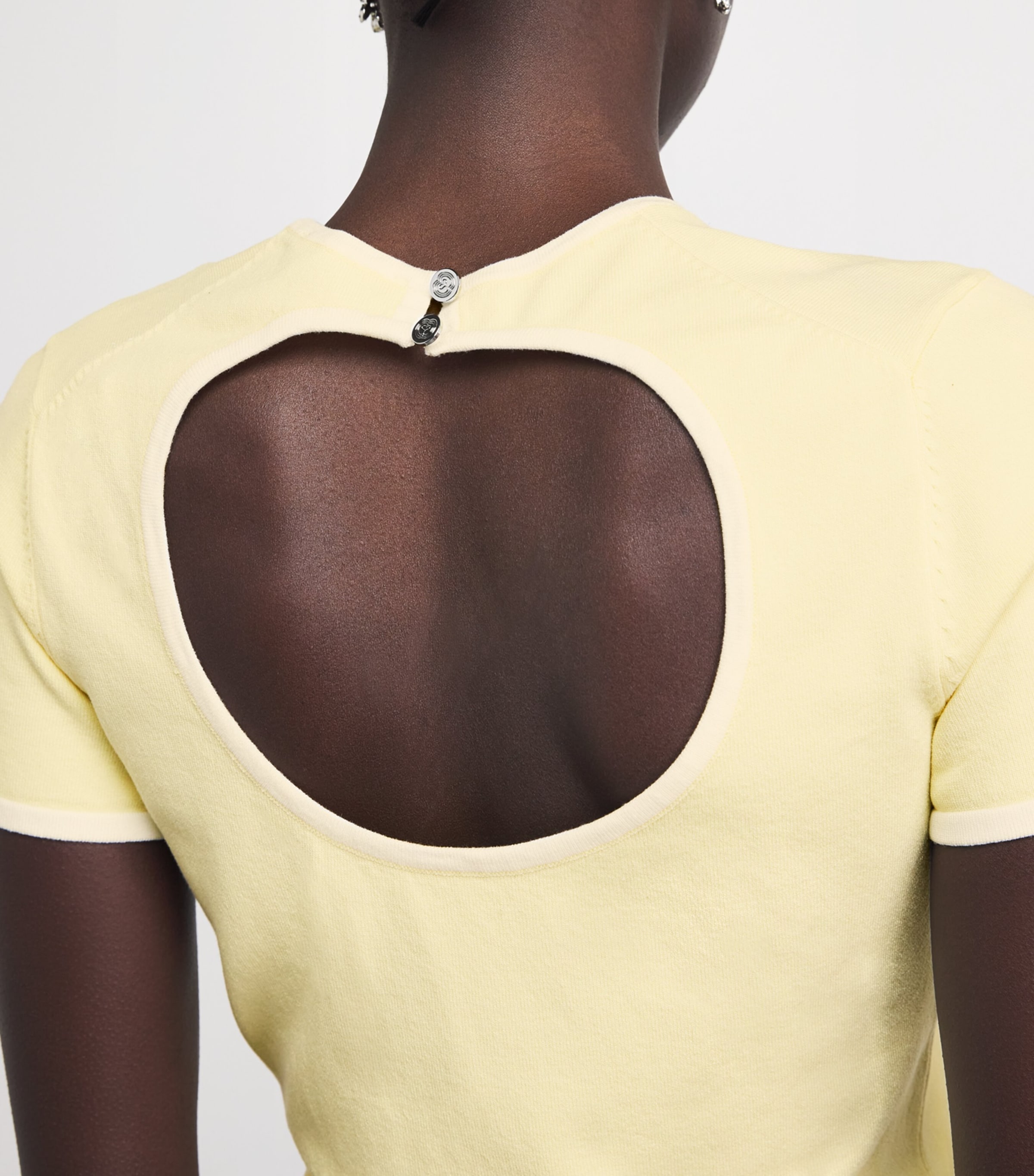 Maje Womens Keyhole Cut-Out T-Shirt Pale Yellow Image 3