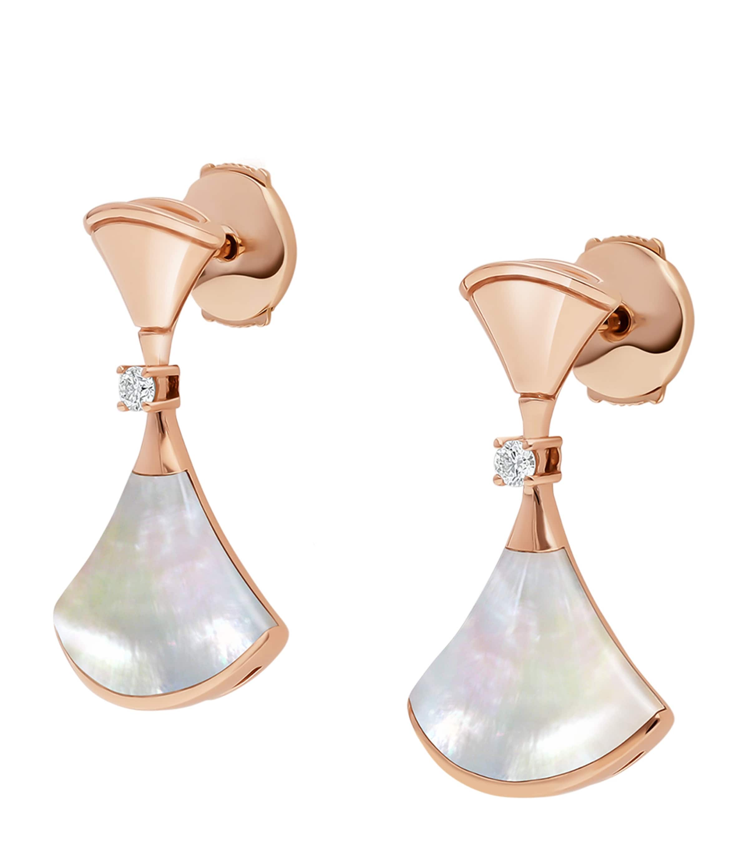 Rose Gold, Diamond and Mother-of-Pearl Divas’ Dream Earrings PINK GOLD Image 2