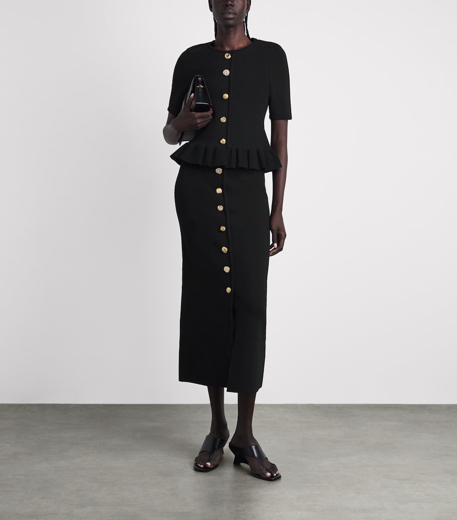 Claudie Pierlot Womens Braid-Detail Midi Skirt Black Image 2