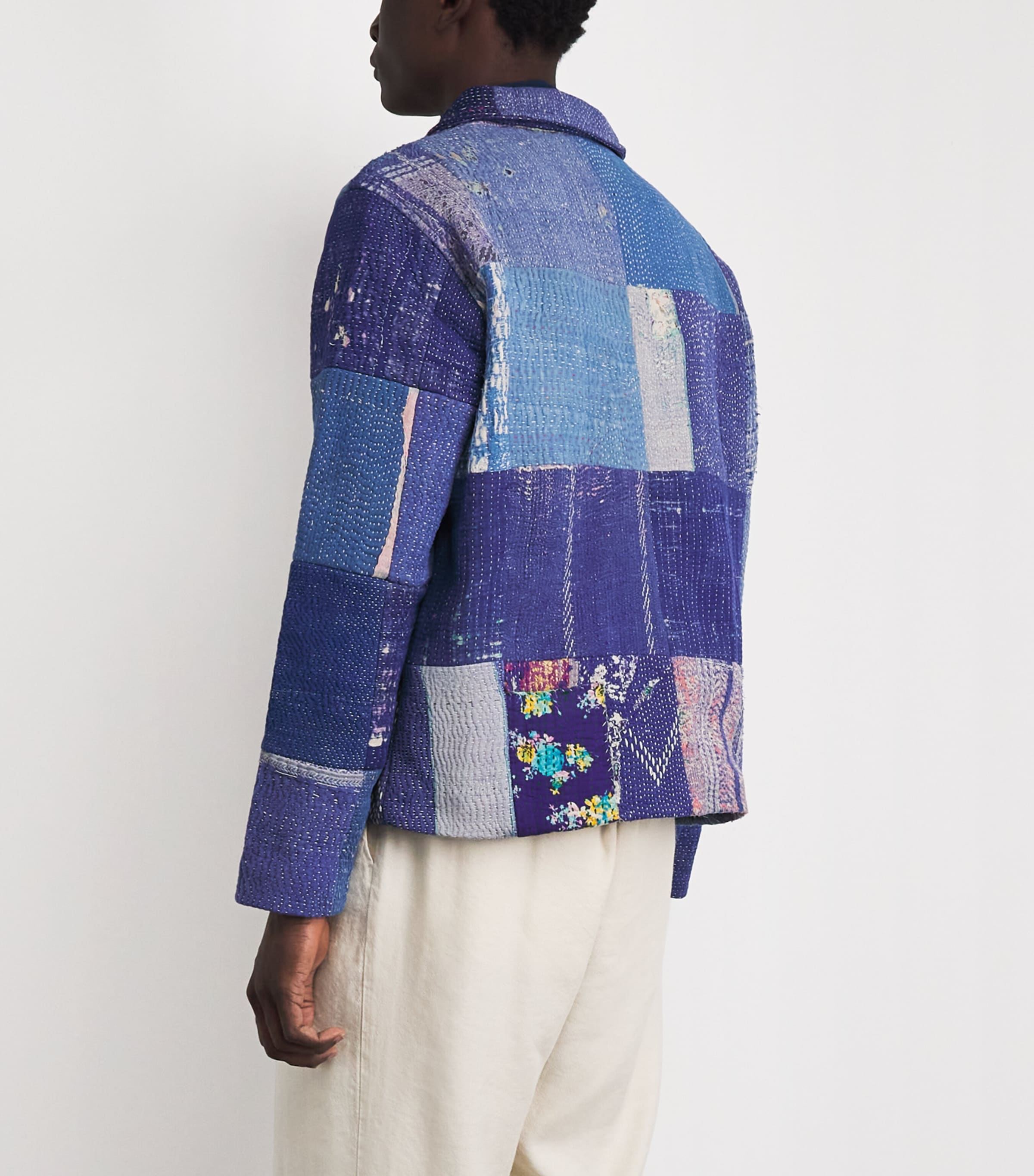 Cotton Patchwork Jacket BLUE/ WHITE Image 5
