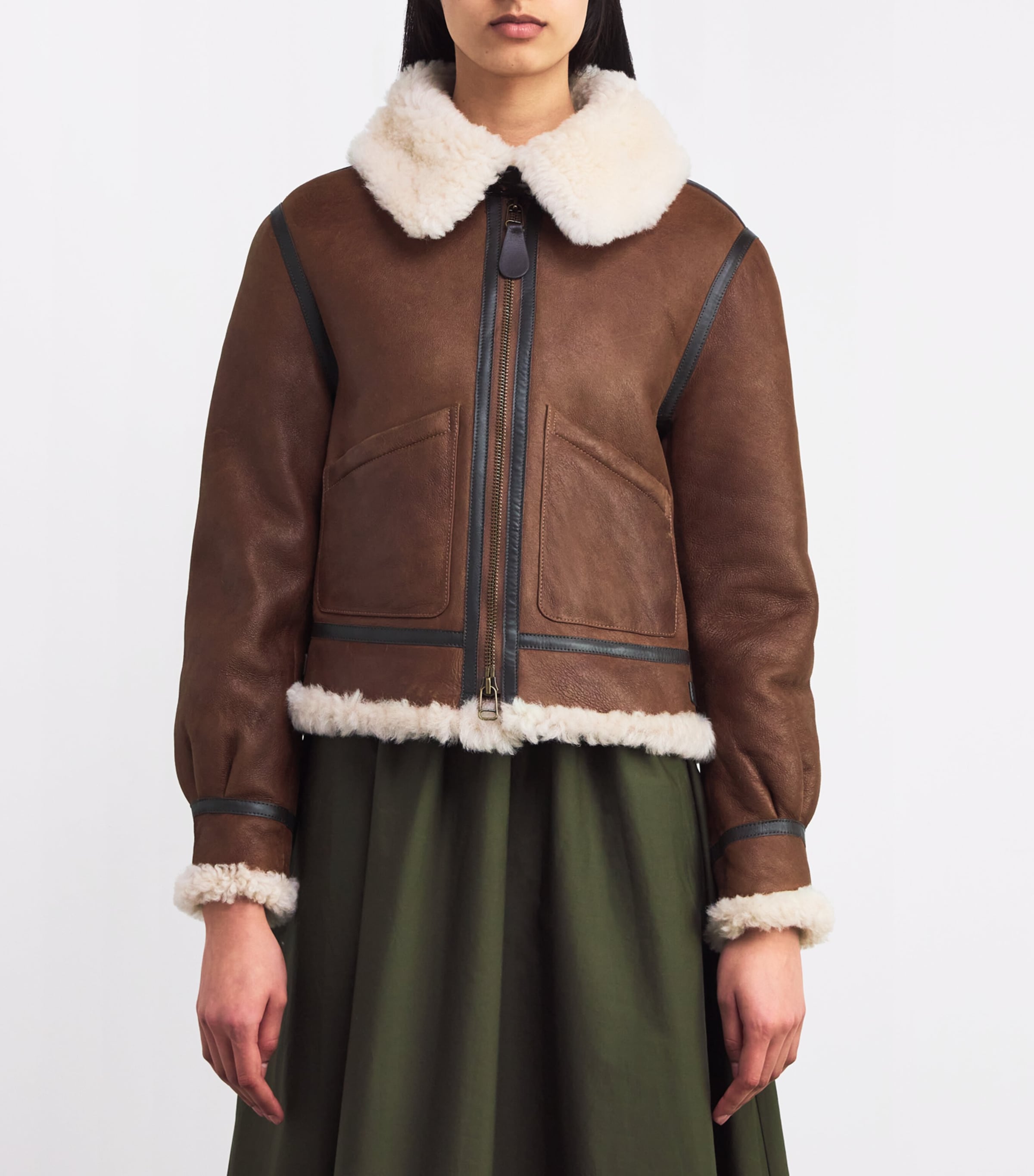 Shearling Aviator Jacket BROWN MU Image 3