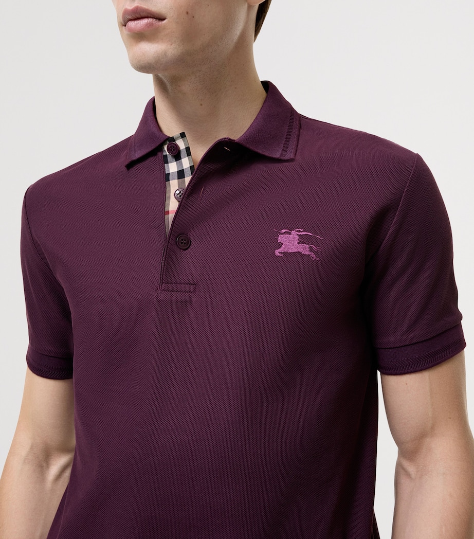 Burberry Mens Cotton Piqué Slim Polo Shirt Fig Purple Image 3