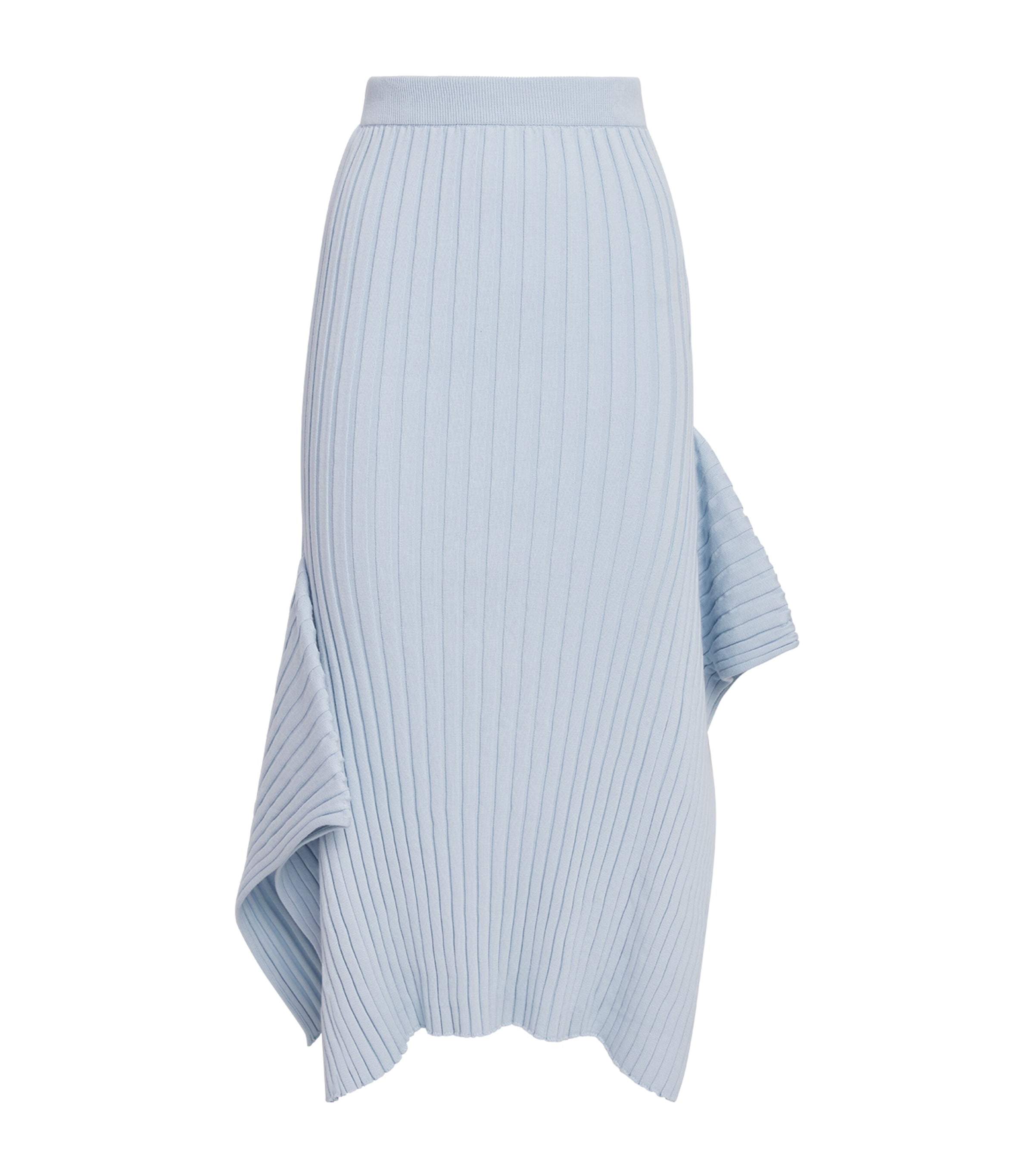Stella Mccartney Asymmetric Ribbed Organic Cotton Midi Skirt In Blue