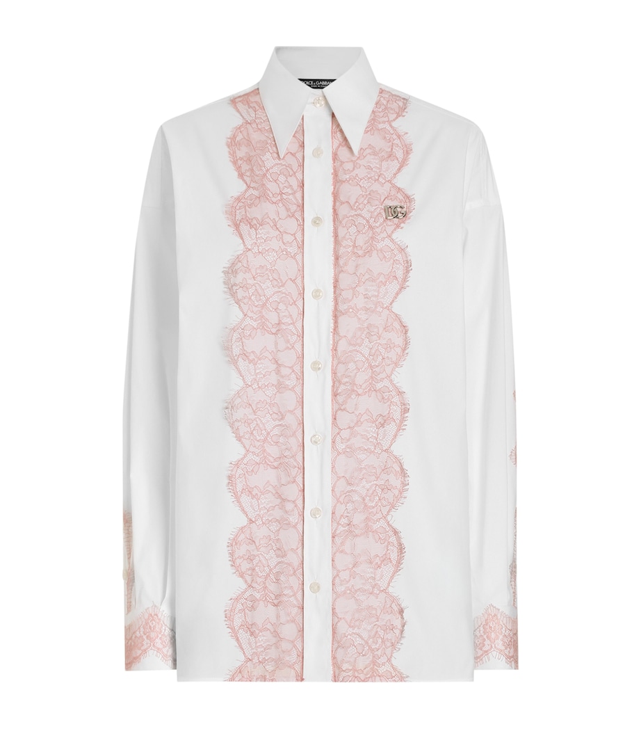 Cotton-Blend Lace-Detail Shirt W0800-OPTICAL WHITE Image 1