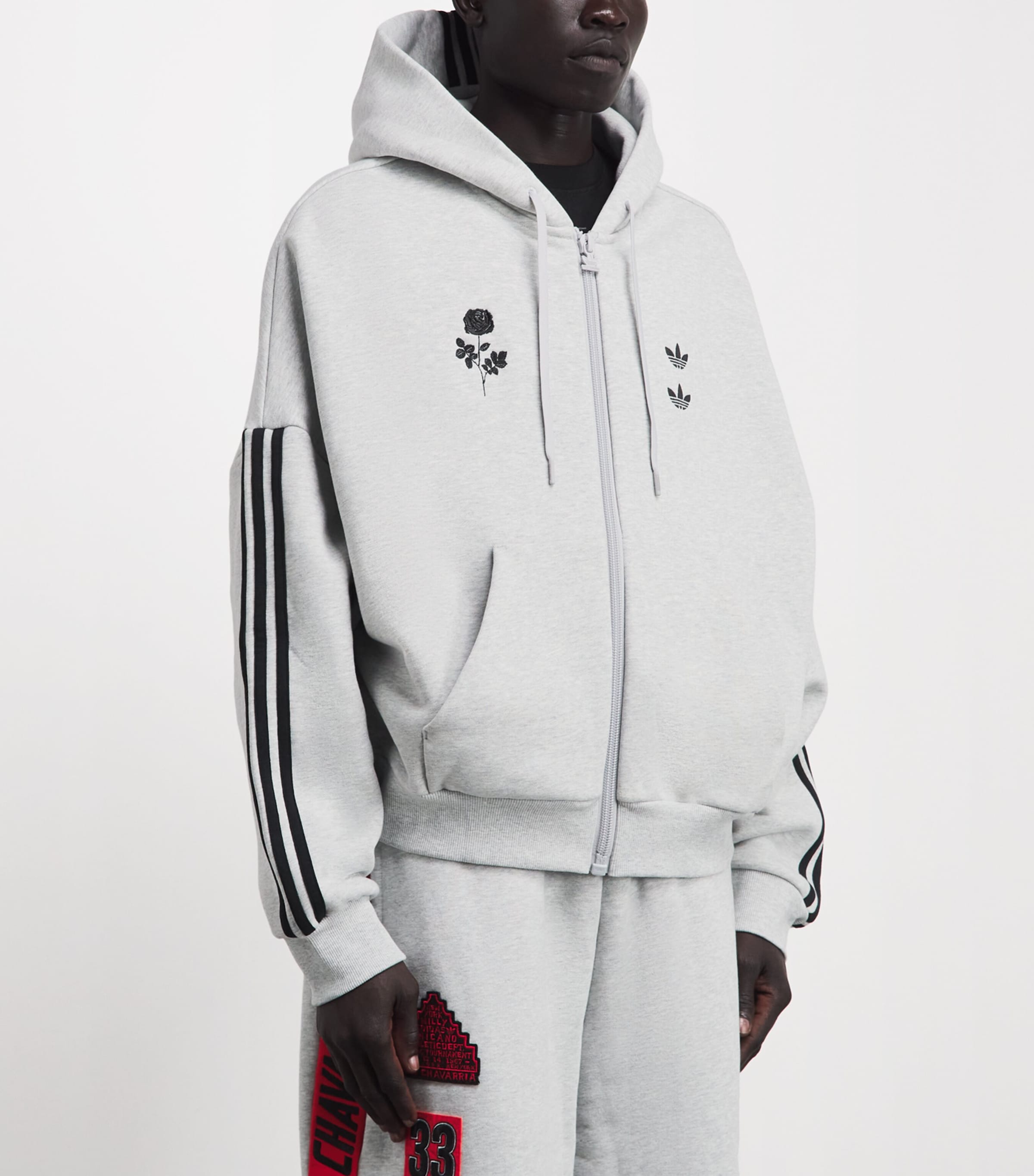Willy Chavarria Mens x adidas Originals Track Logo Hoodie Black/white Image 4
