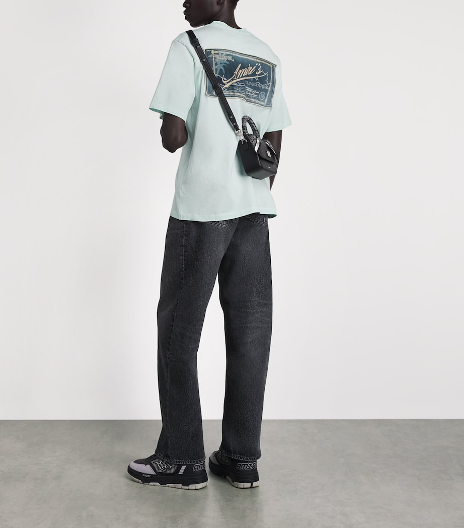 AMIRI Mens Cotton Quality Goods Patch T-Shirt Powder Teal Image 2