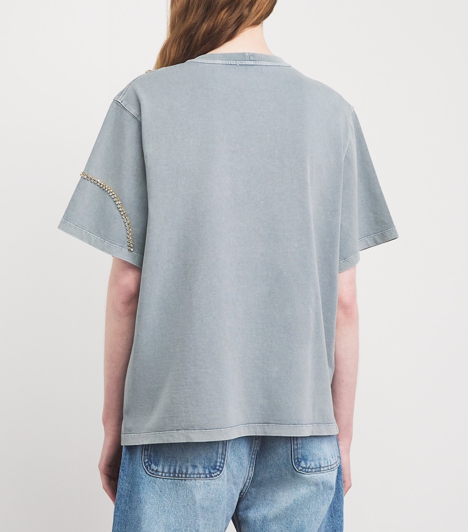 Sandro Paris Womens Cotton Embellished T-Shirt Grey Image 5