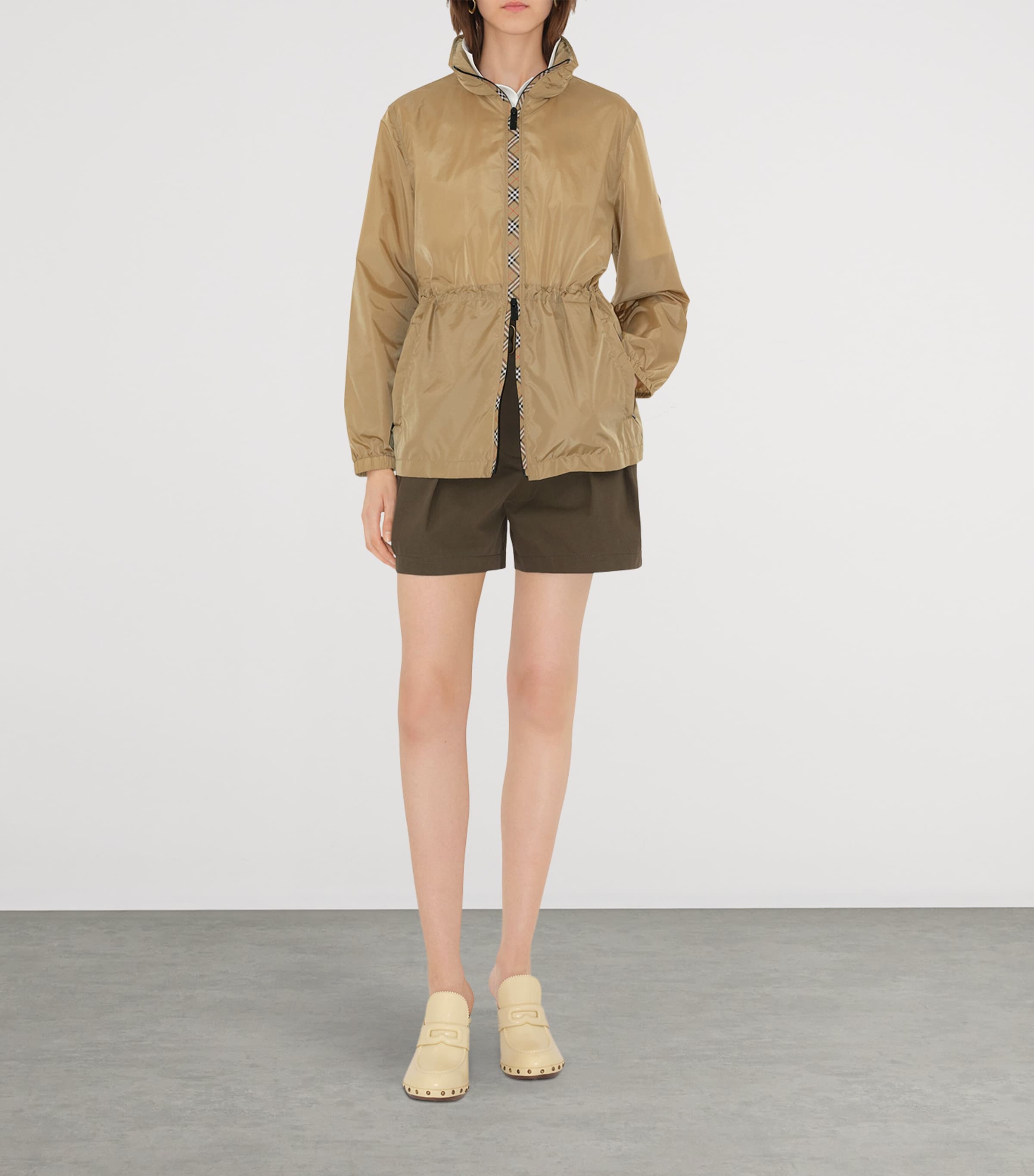 Technical Adaptable Check-Trim Parka FLAX Image 2