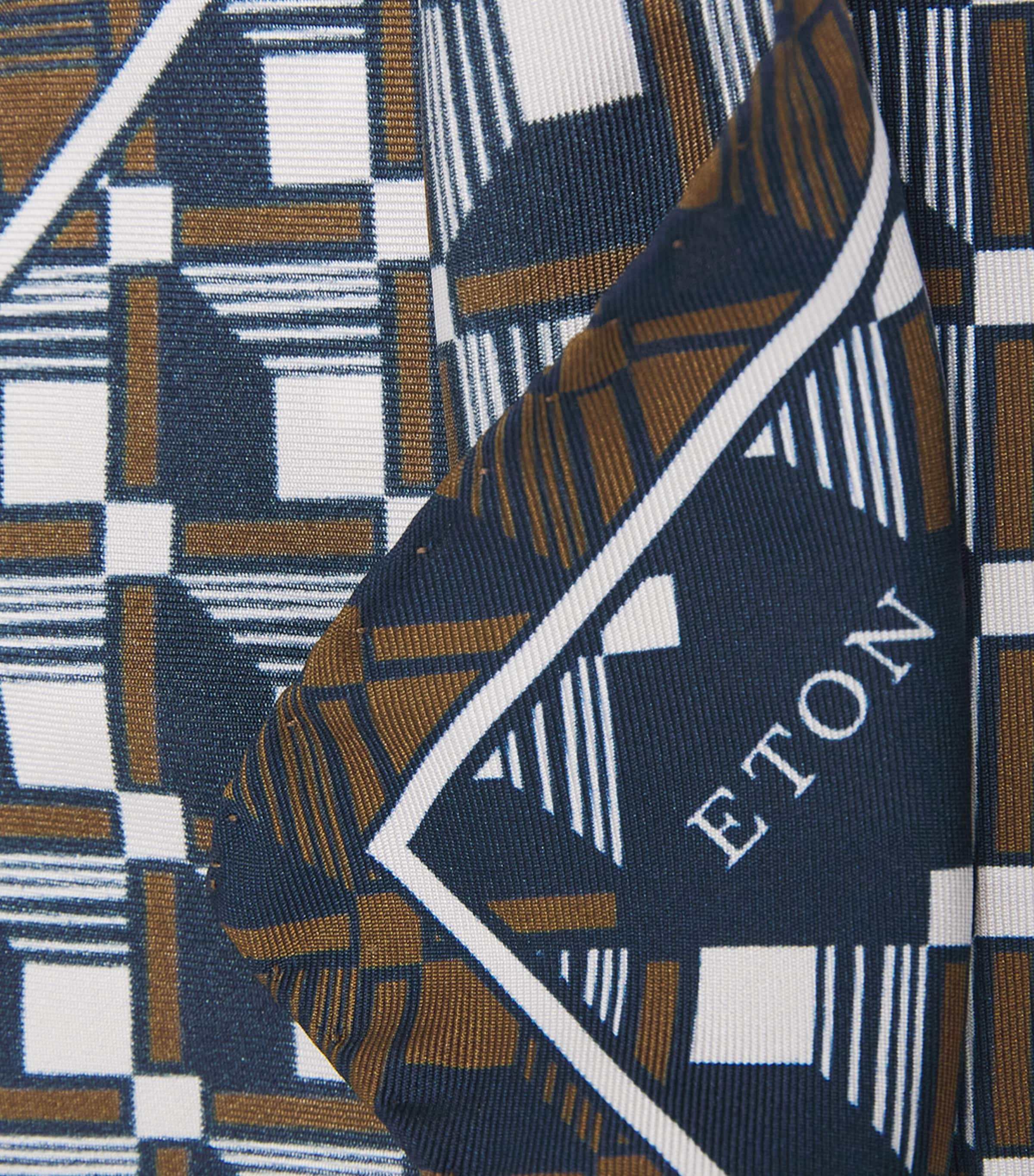 Eton Silk Geometric Pocket Square Navy Blue Image 4