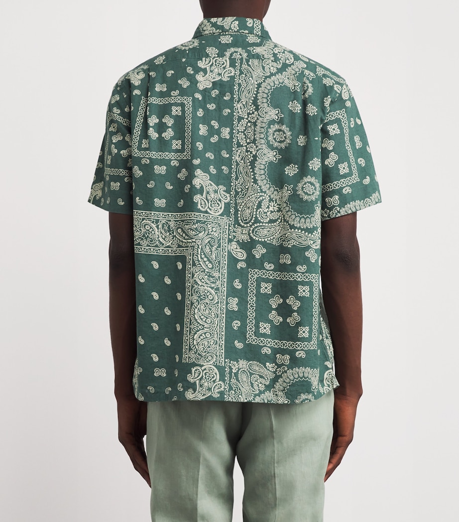 Linen-Cotton Bandana-Print Short-Sleeve Shirt MULTI Image 4