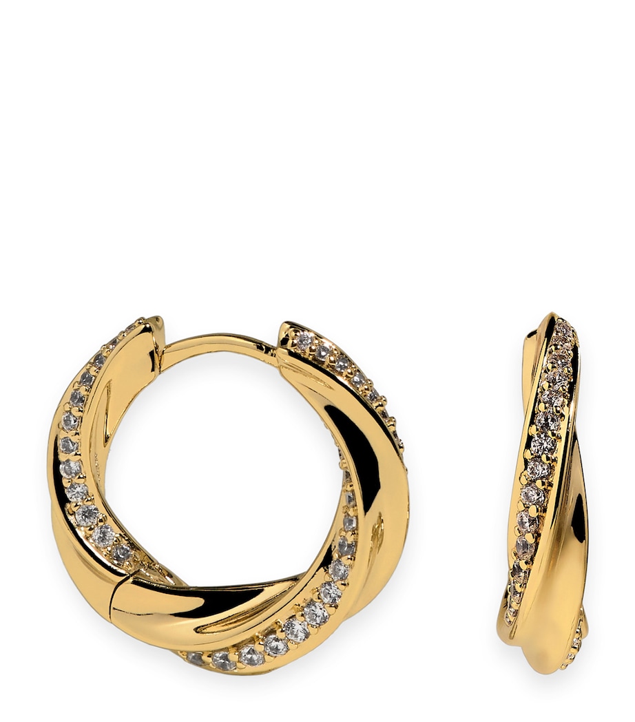 Astrid & Miyu Gold-Plated Embellished Cosmic Twist Huggies Gold Image 1