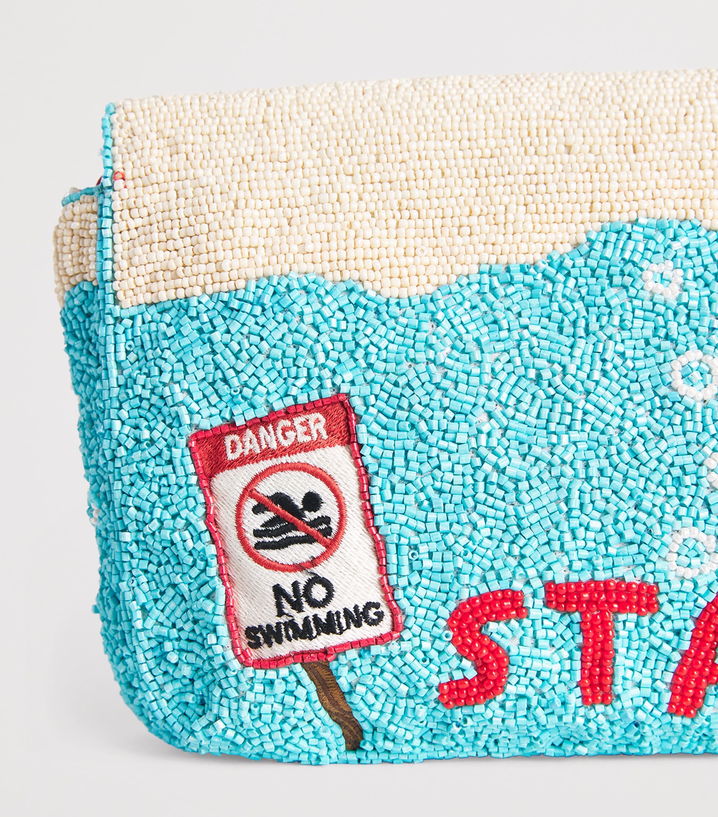 STAUD Beaded Tommy Shark Shoulder Bag Grwt Great White Image 5