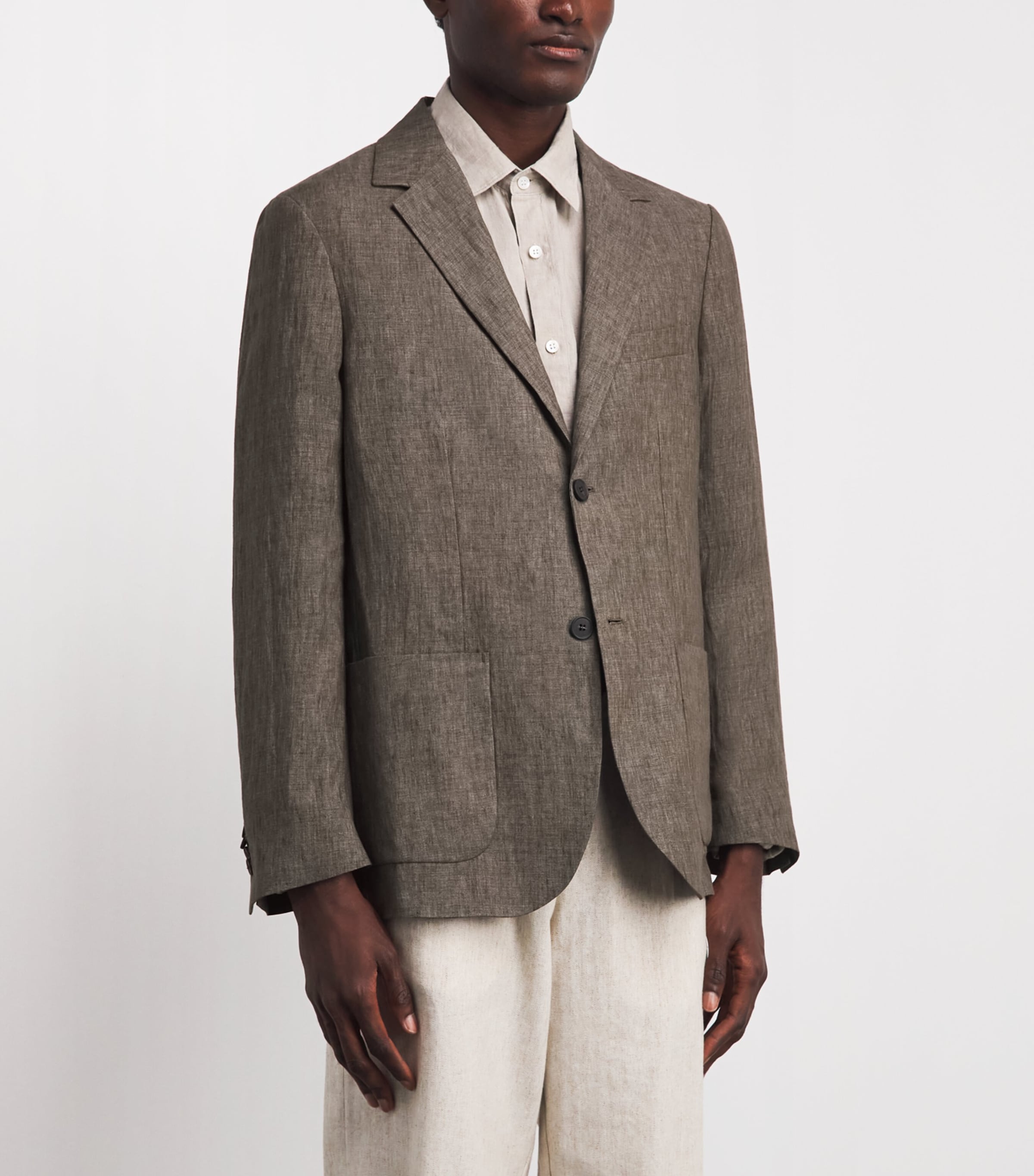 Sunspel Mens Linen Blazer Brgw Dark Walnu Image 4
