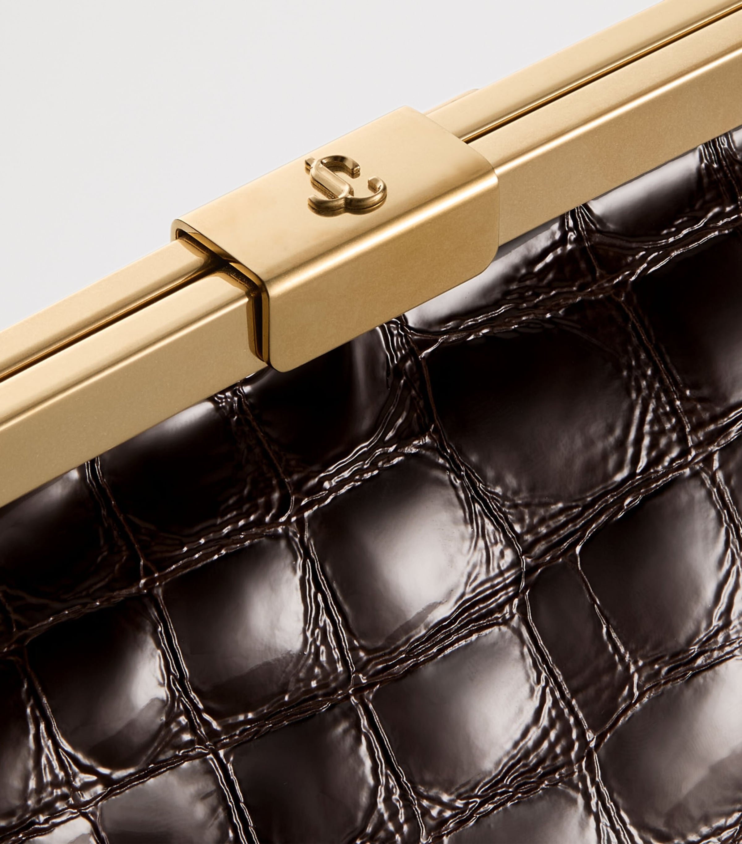Croc-Embossed Ganache Clutch Bag SAMBUCO/GOLD Image 3