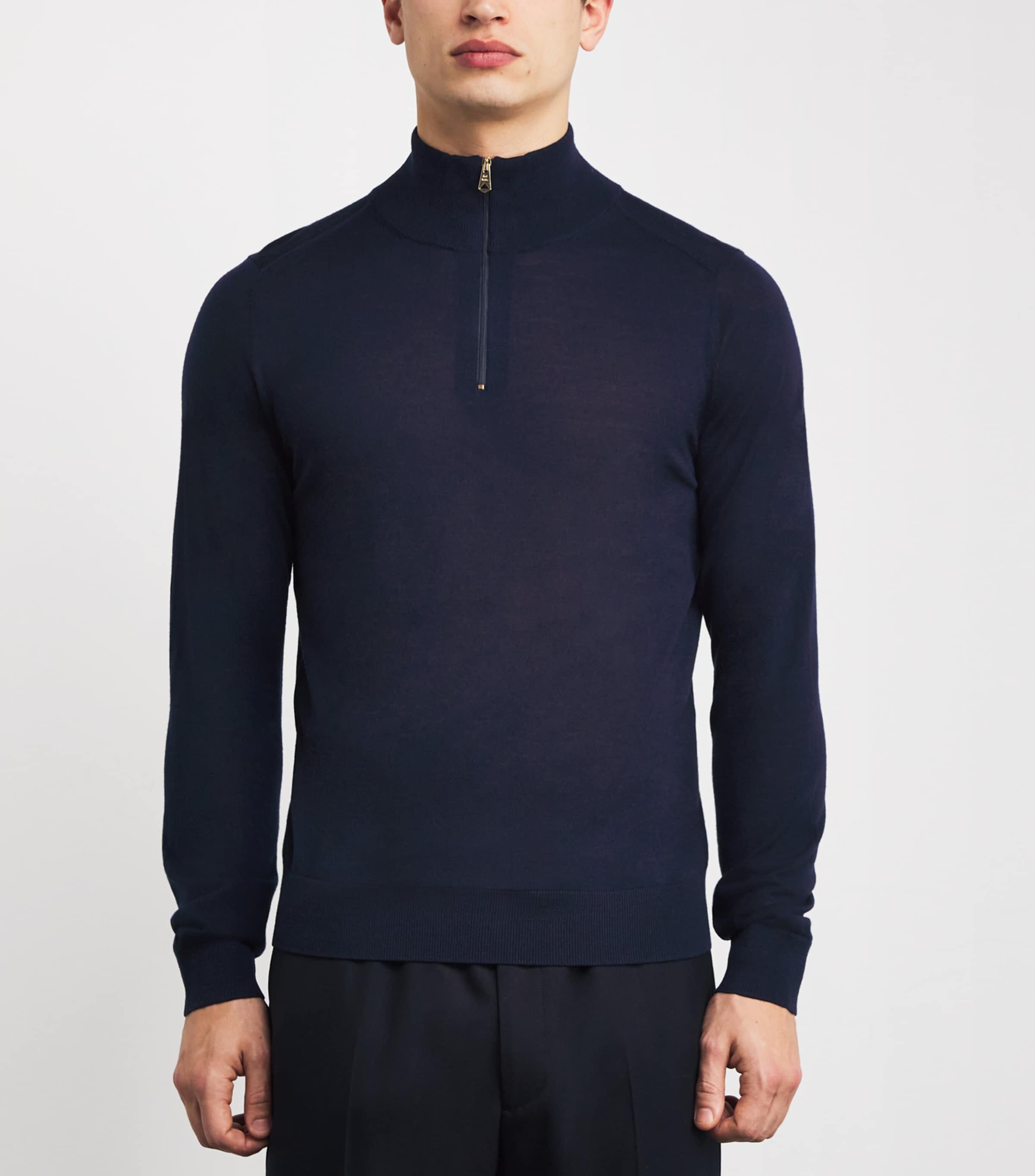 Merino Wool Quarter-Zip Sweater NAVY - 49 Image 3