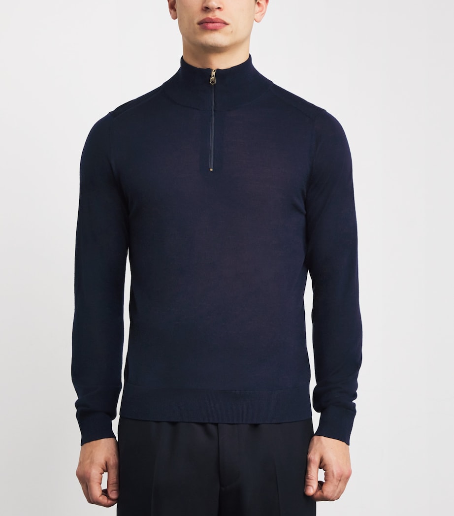 Merino Wool Quarter-Zip Sweater NAVY - 49 Image 3