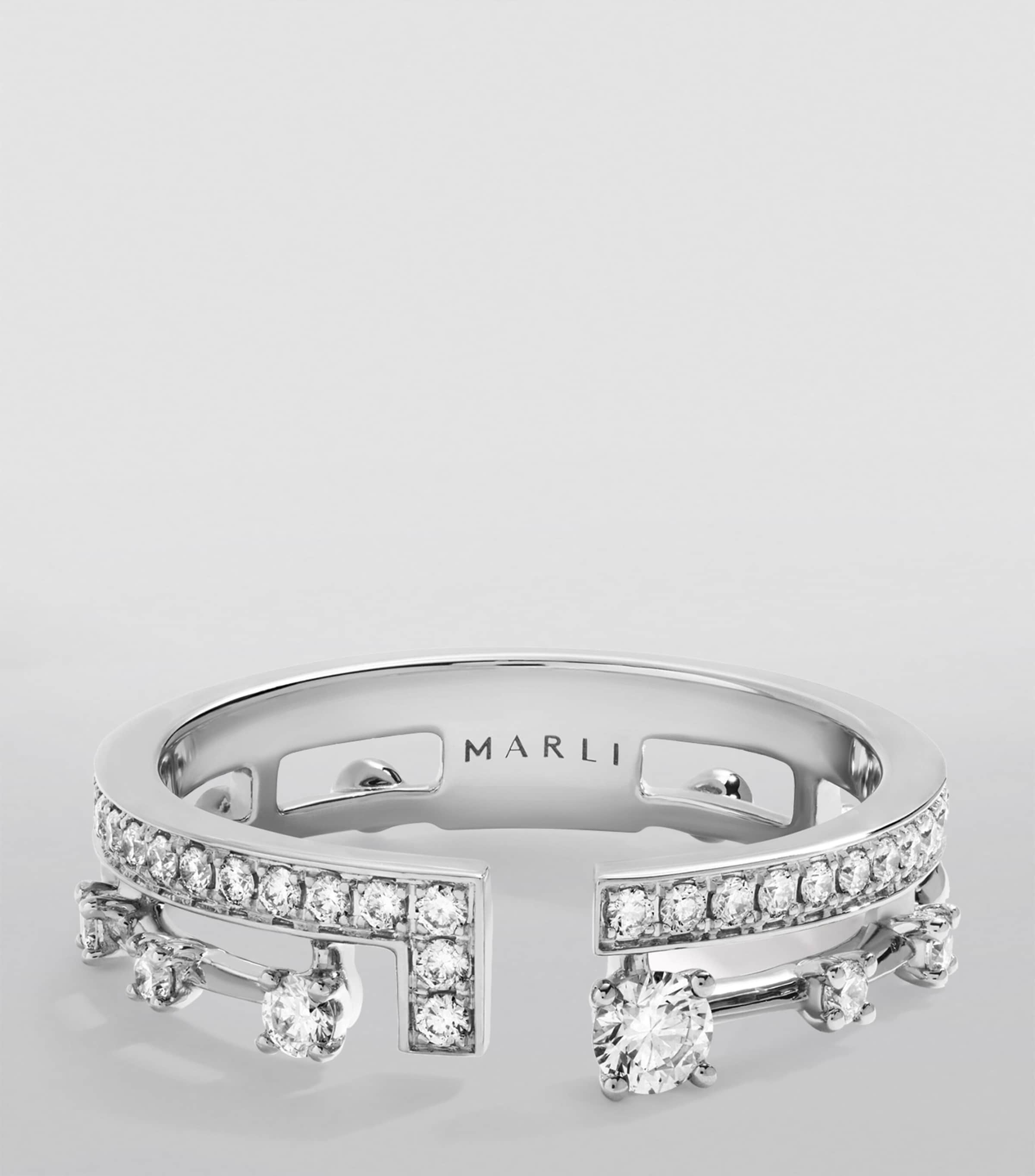 White Gold and Diamond Avenues Index Ring (Size 7.5) WHITE GOLD Image 2