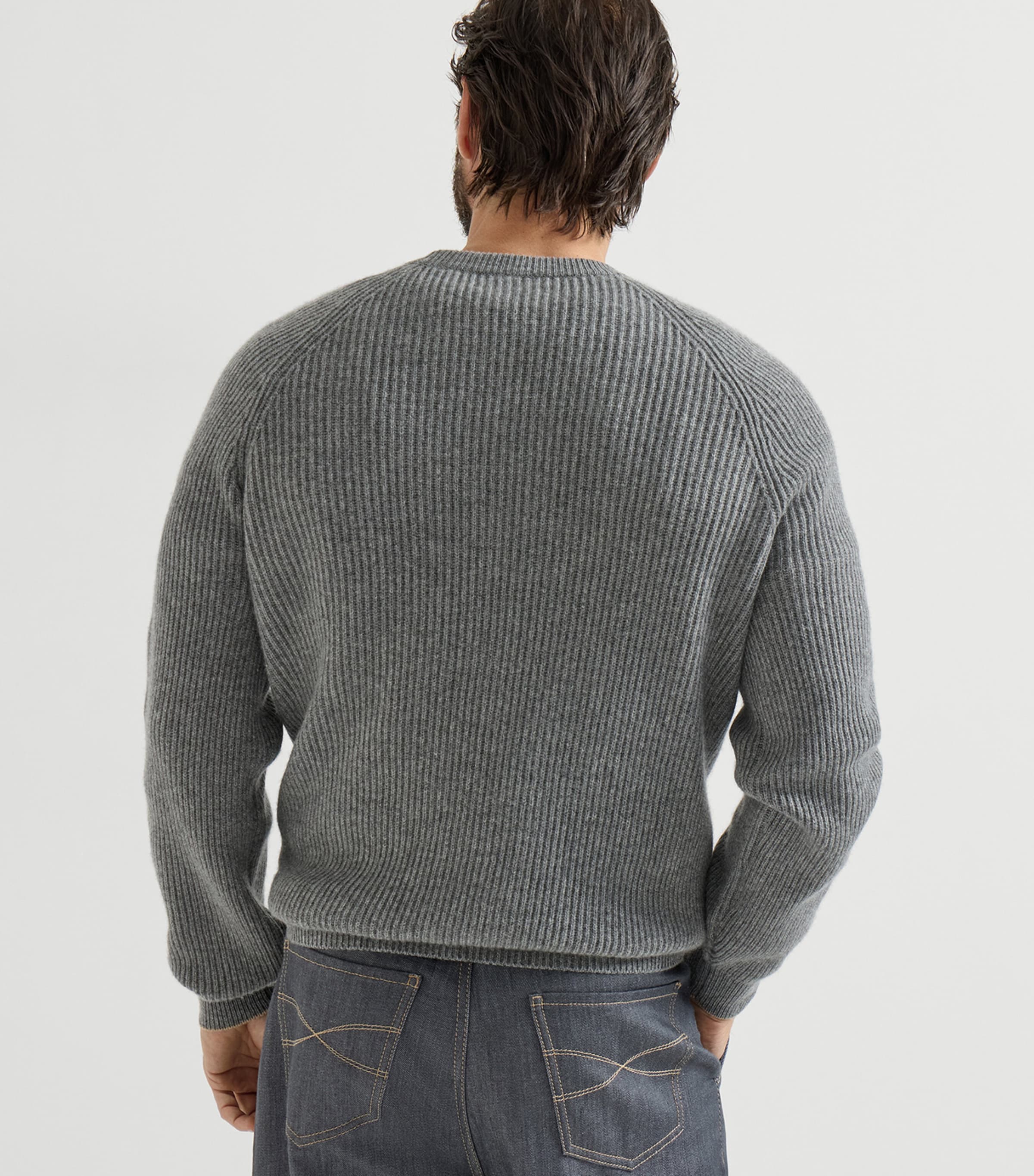 Brunello Cucinelli Mens Cashmere Ribbed Sweater Image 5
