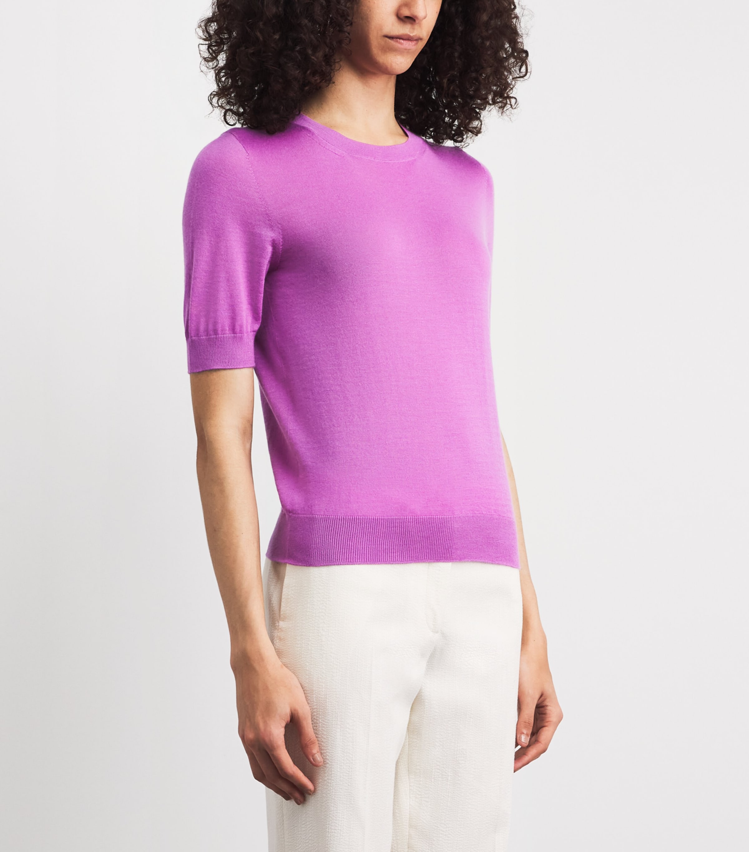 Johnstons Of Elgin Womens Cashmere Honor T-Shirt Wild Orchid Image 4