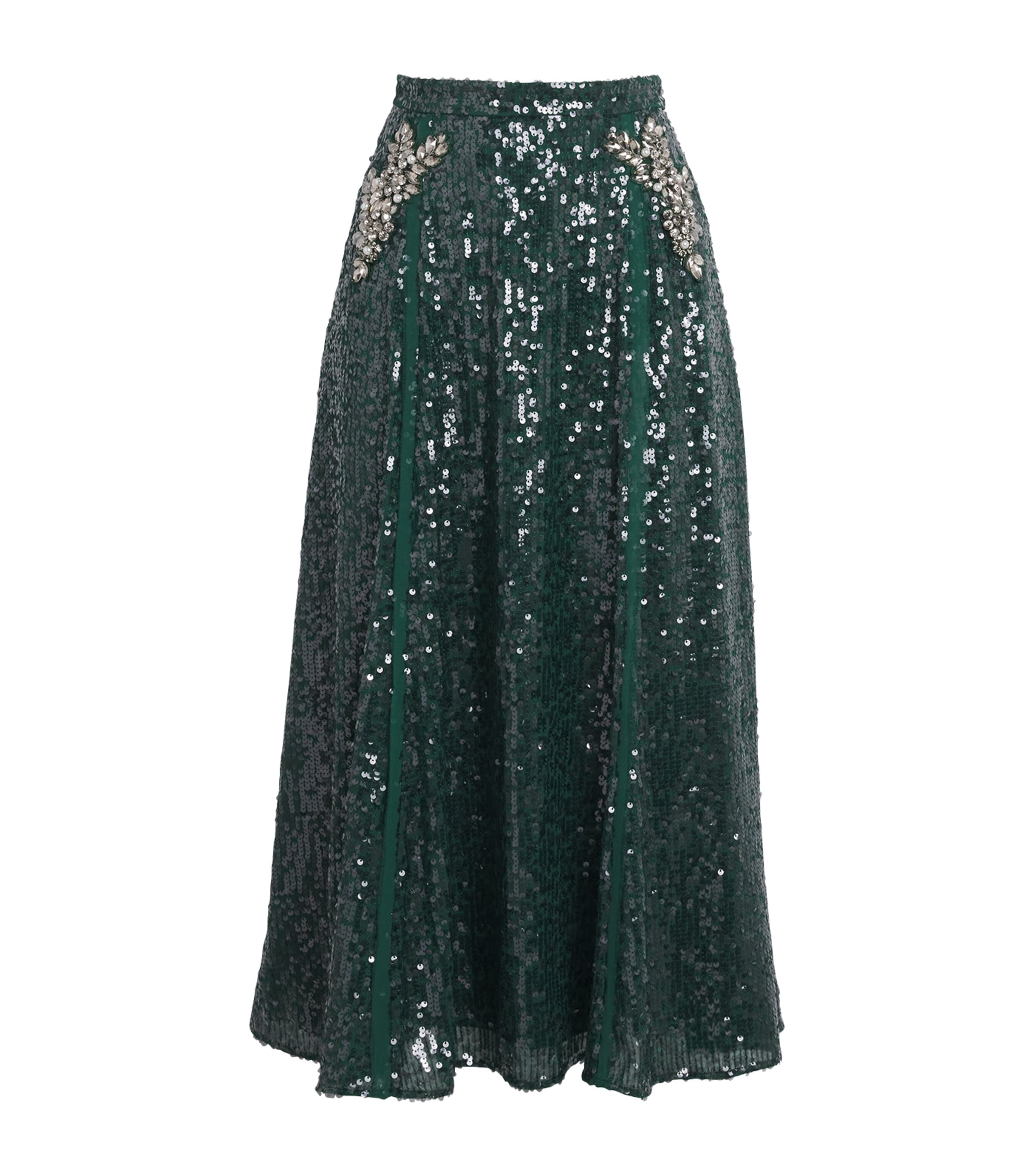 ERDEM SEQUINNED EMBELLISHED MIDI SKIRT