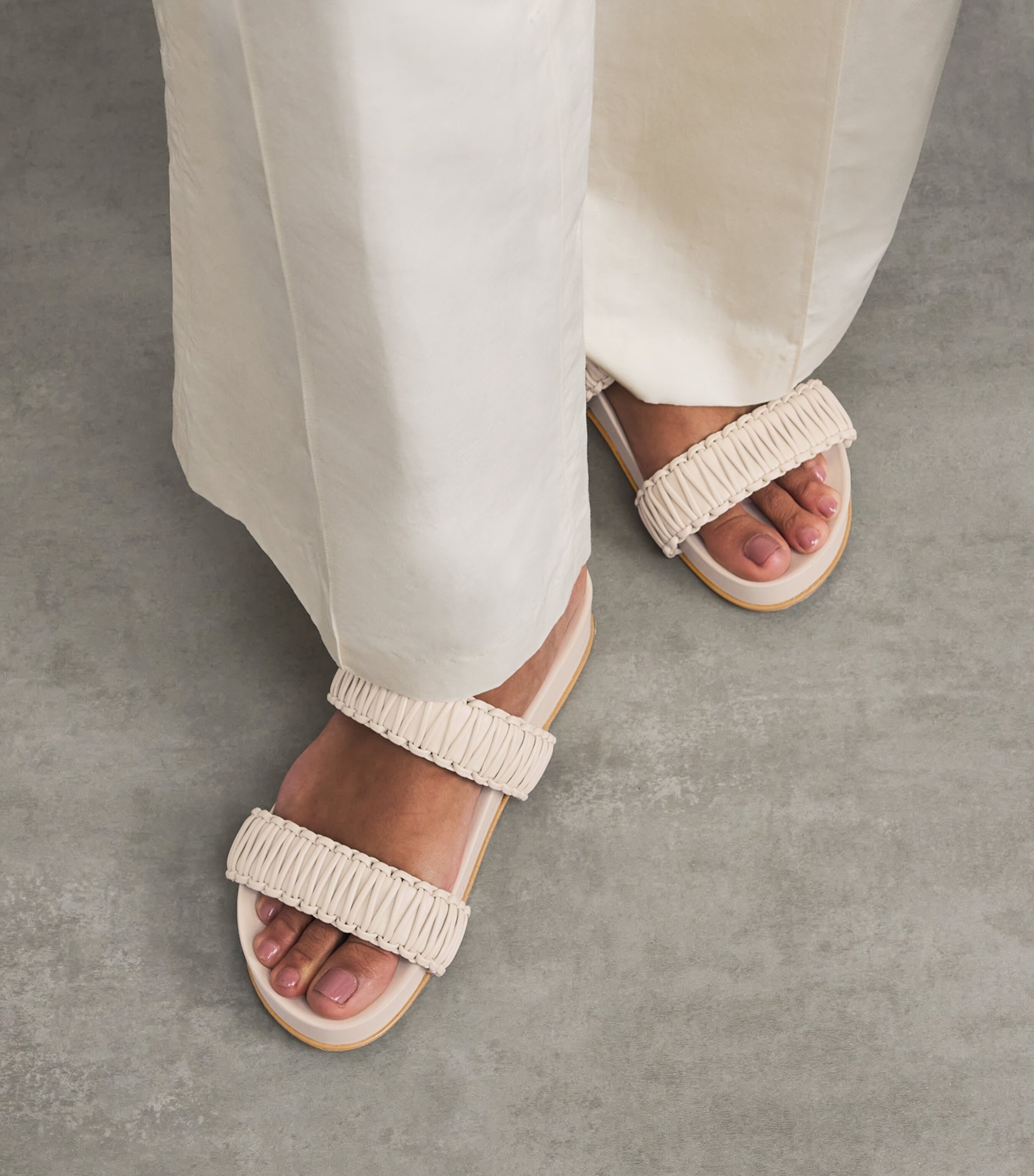 Joseph Leather Braided Isha Sandals Powder Image 2