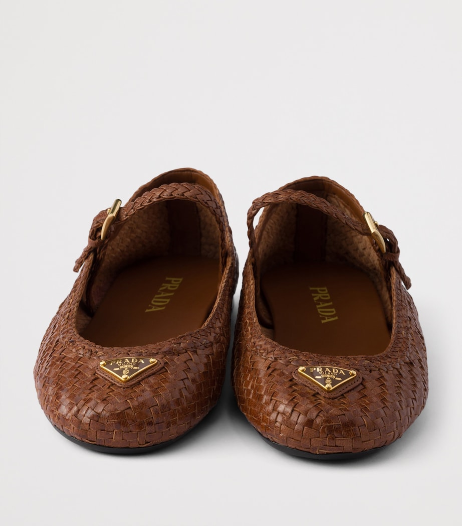 Prada Woven Leather Ballet Flats Brown Image 5