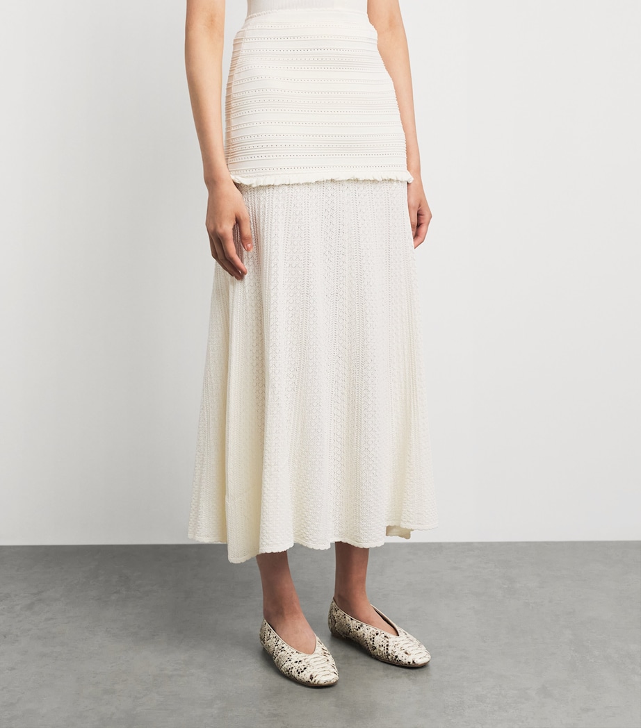 Sandro Paris Womens Knitted Pointelle Maxi Skirt Ecru Image 4