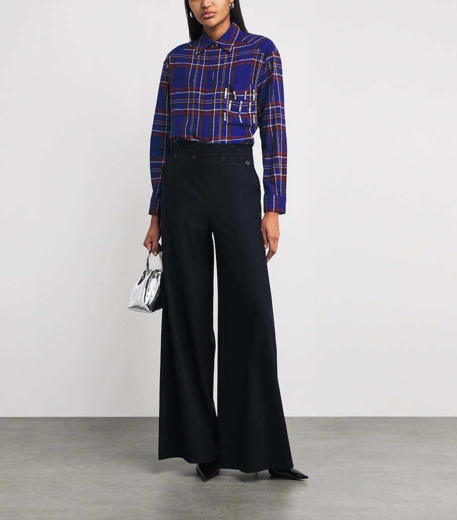 Cotton Embellished Check Shirt NAVY Image 2