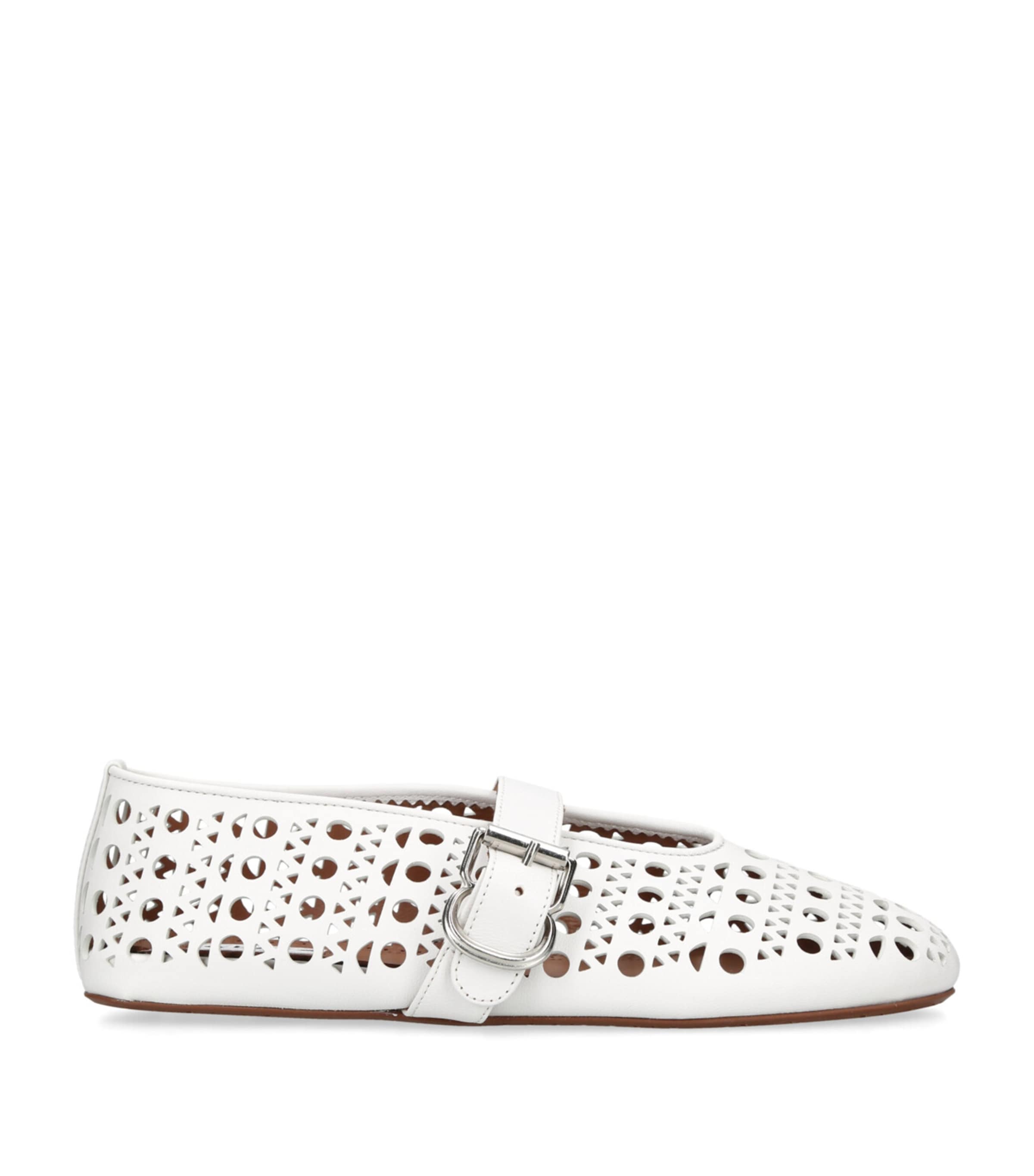 Alaïa Leather Vienne Ballet Flats White Image 1