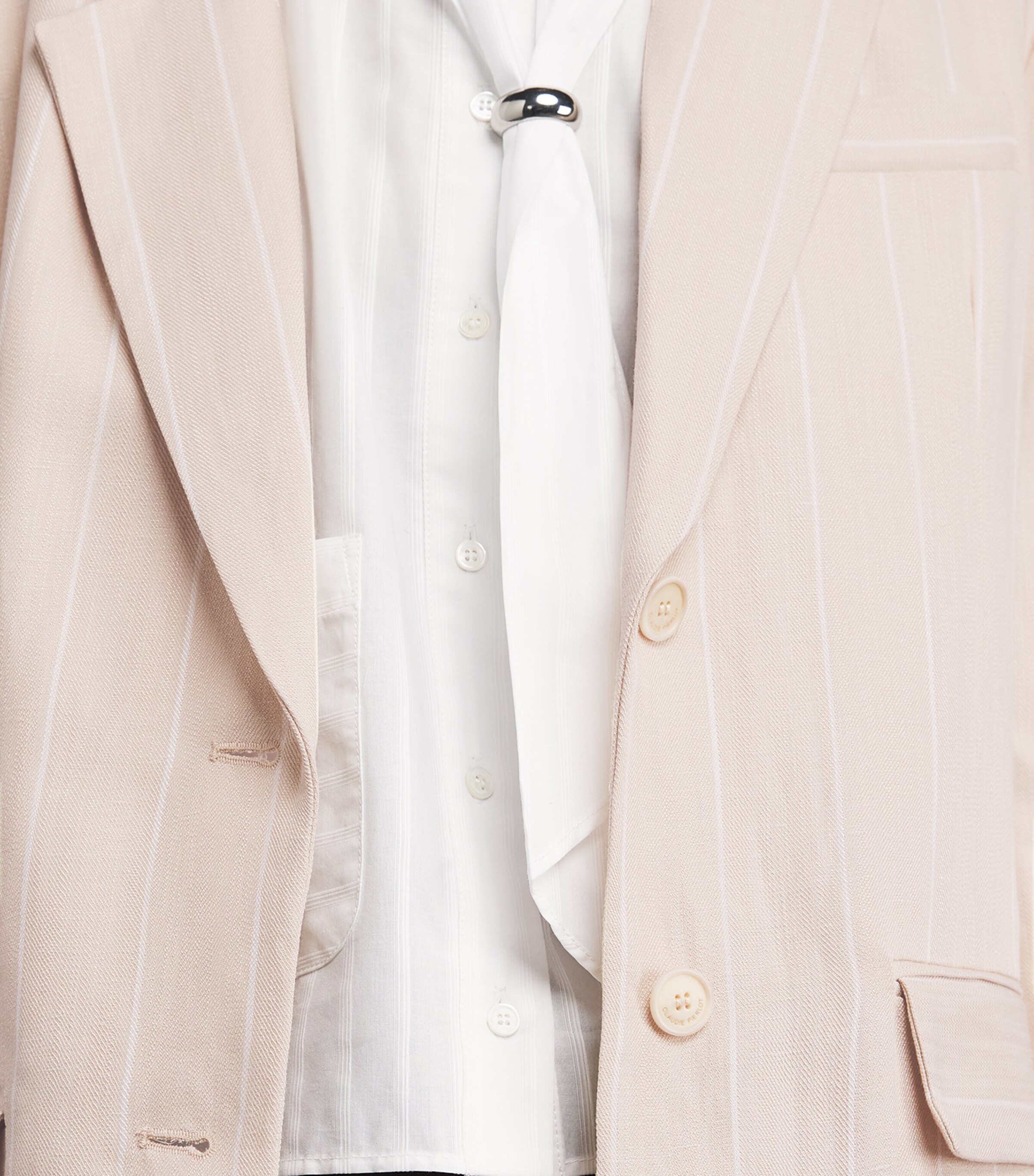 Claudie Pierlot Womens Pinstripe Blazer Sand Image 6