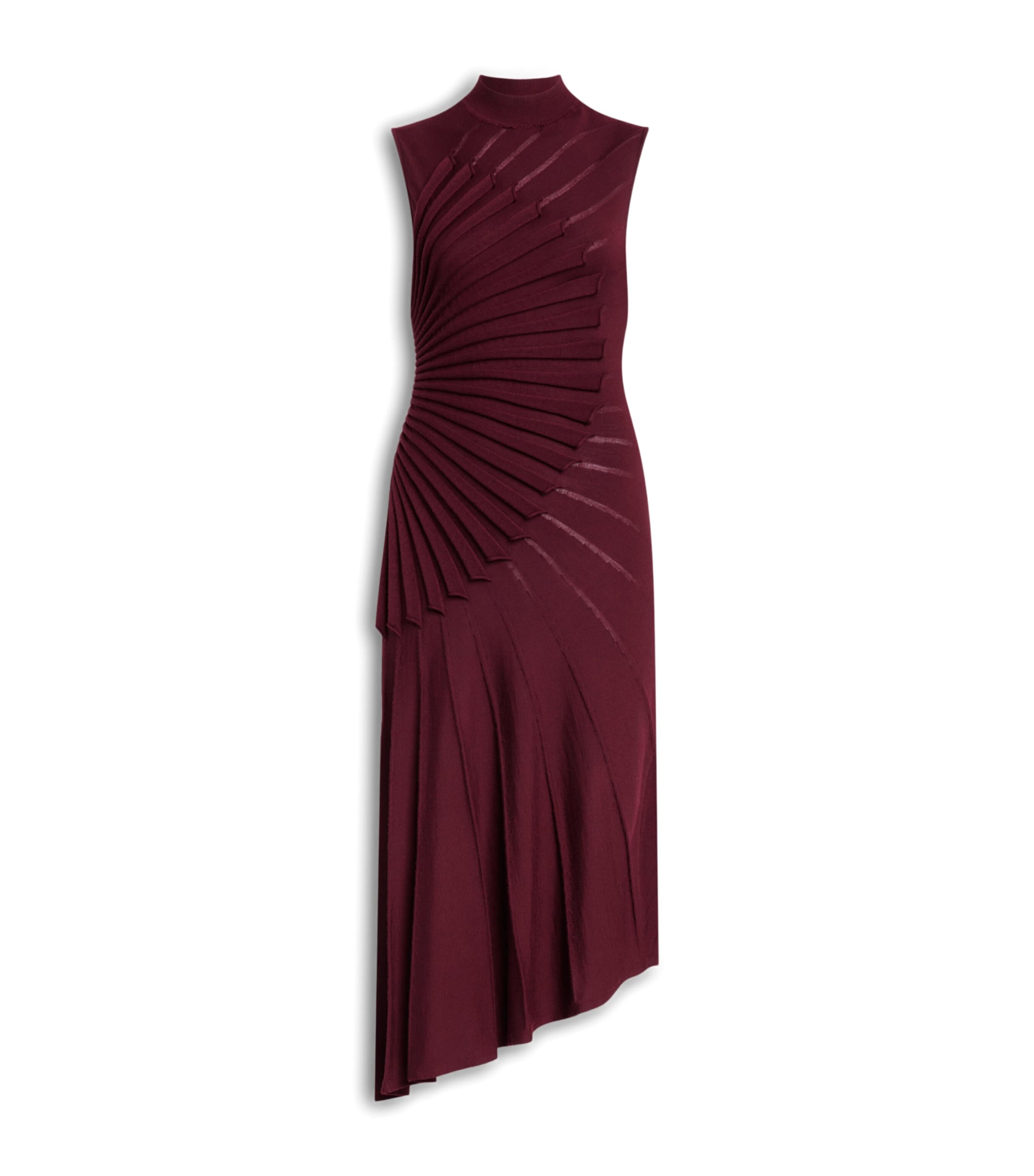 Alaïa Womens Wool Sculpted Midi Dress Burgundy Image 1