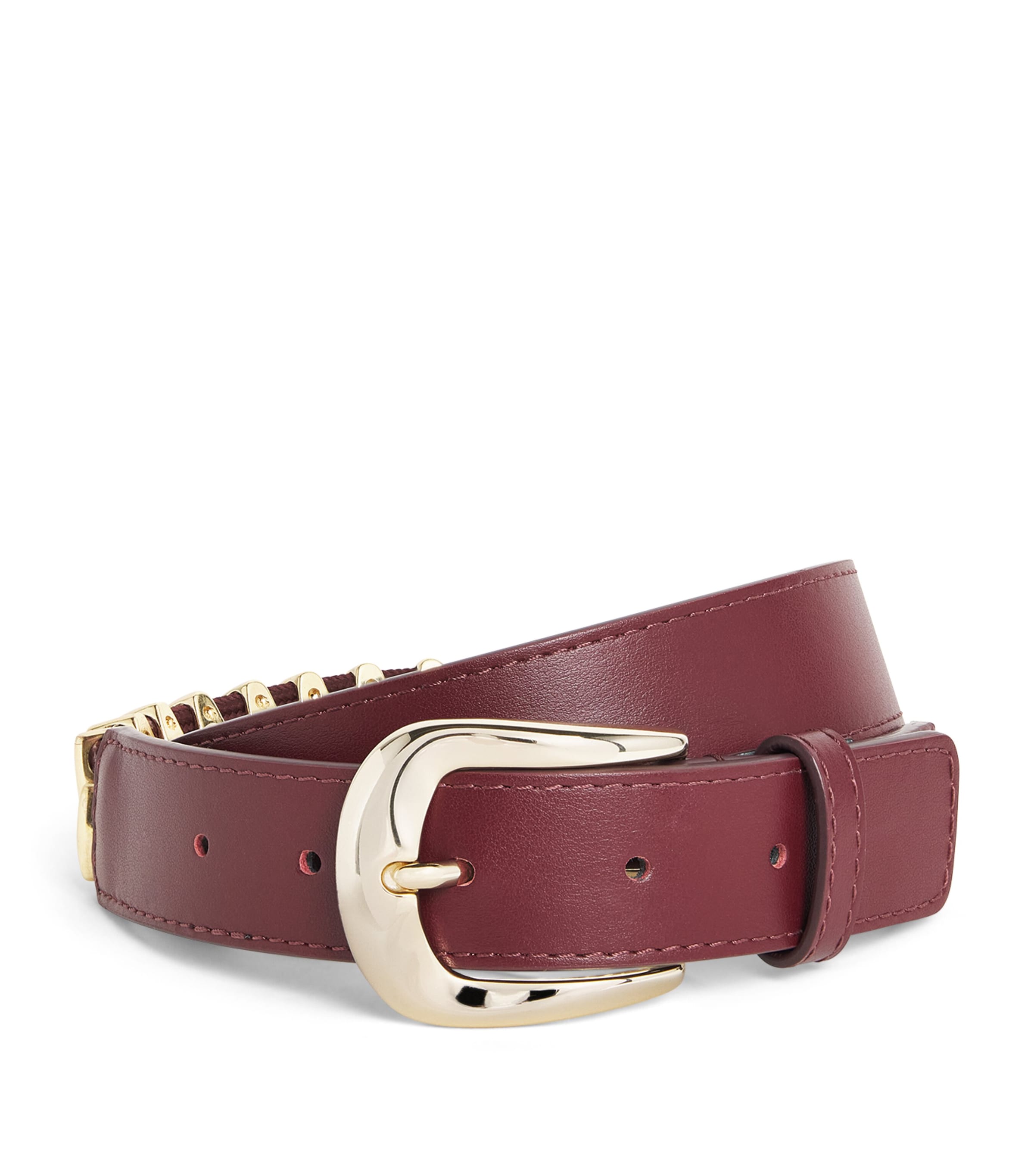 Sandro Paris Leather Studded Belt Bordeaux Image 1