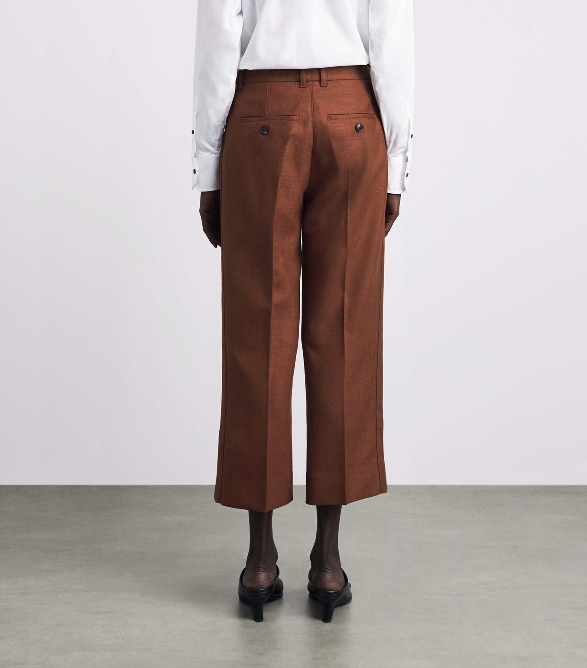 ME+EM Womens Wool-Blend Cropped Trousers Pecan Brown Image 5