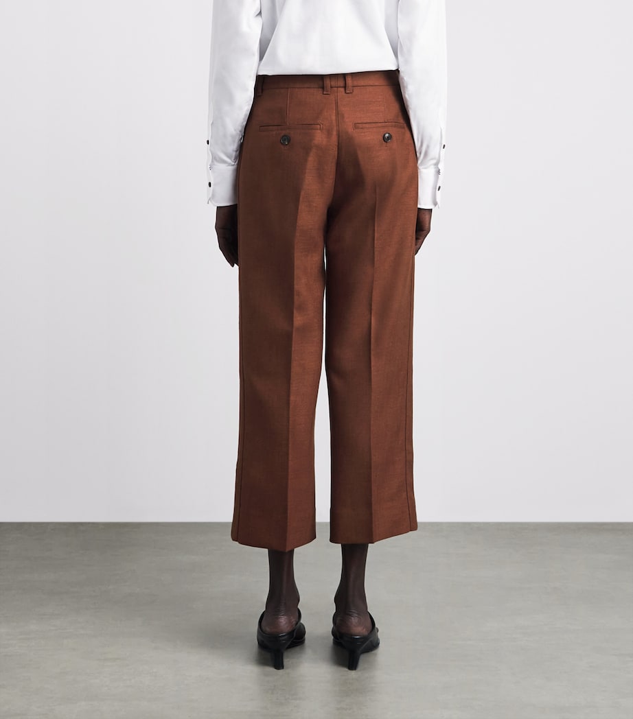 ME+EM Womens Wool-Blend Cropped Trousers Pecan Brown Image 5