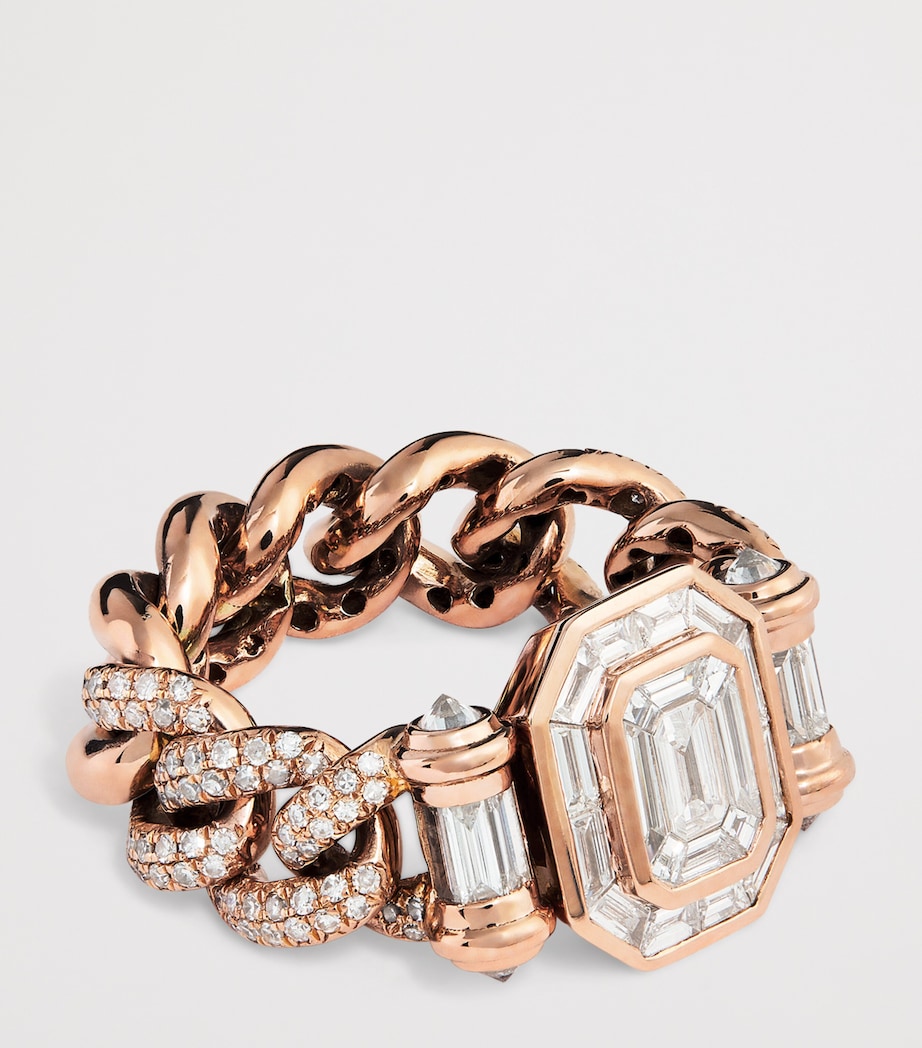 Rose Gold and Diamond Pavé Link Ring ROSE GOLD Image 3