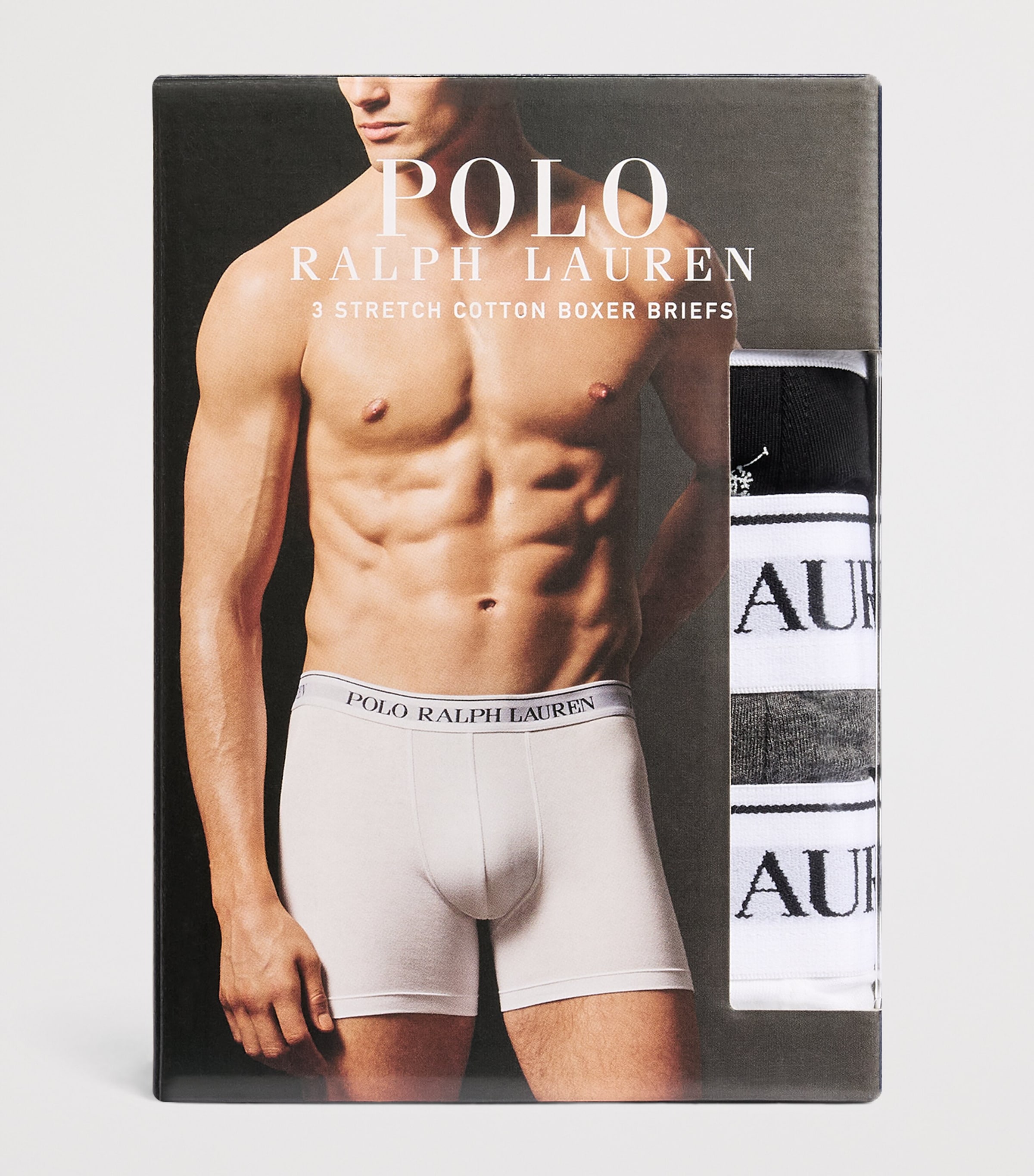 Polo Ralph Lauren Mens Stretch-Cotton Logo Boxers (Pack of 3) Blk Aop/brcl Htr/wht Image 4