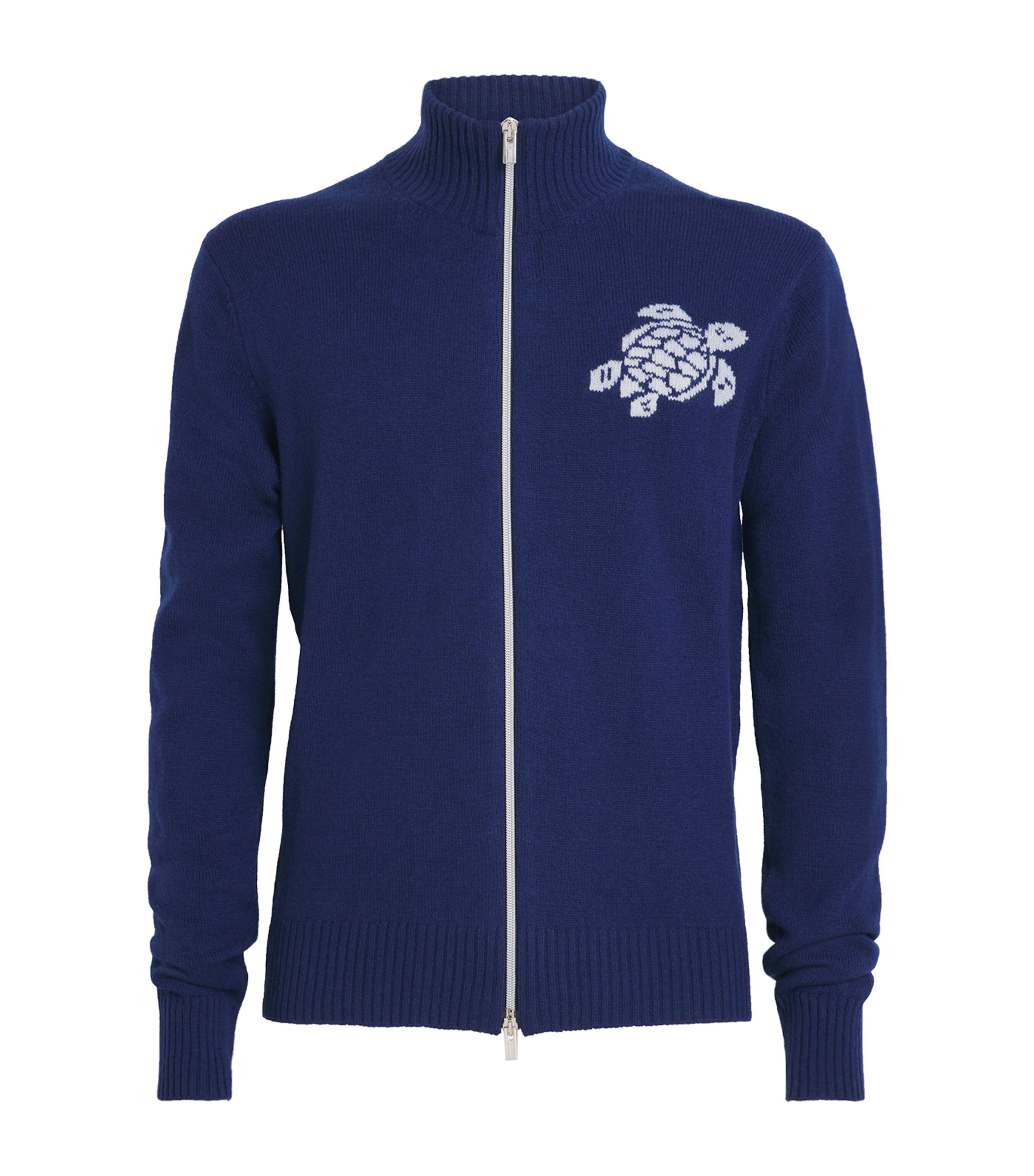 Vilebrequin Mens Virgin Wool-Cashmere Juan Zip-Up Cardigan Bleu Marine Image 1