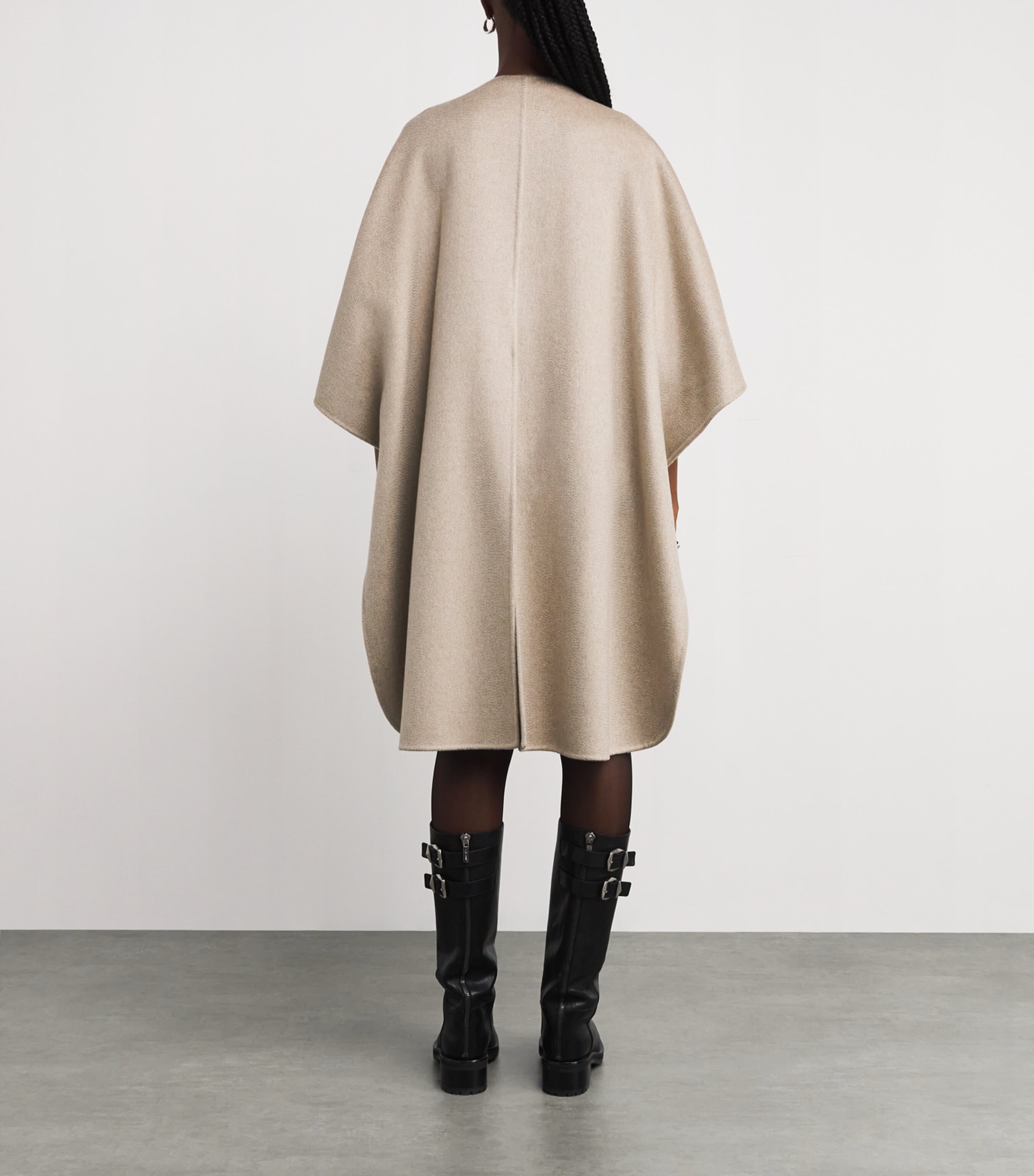Cashmere Poncho Cape Coat SAND Image 3