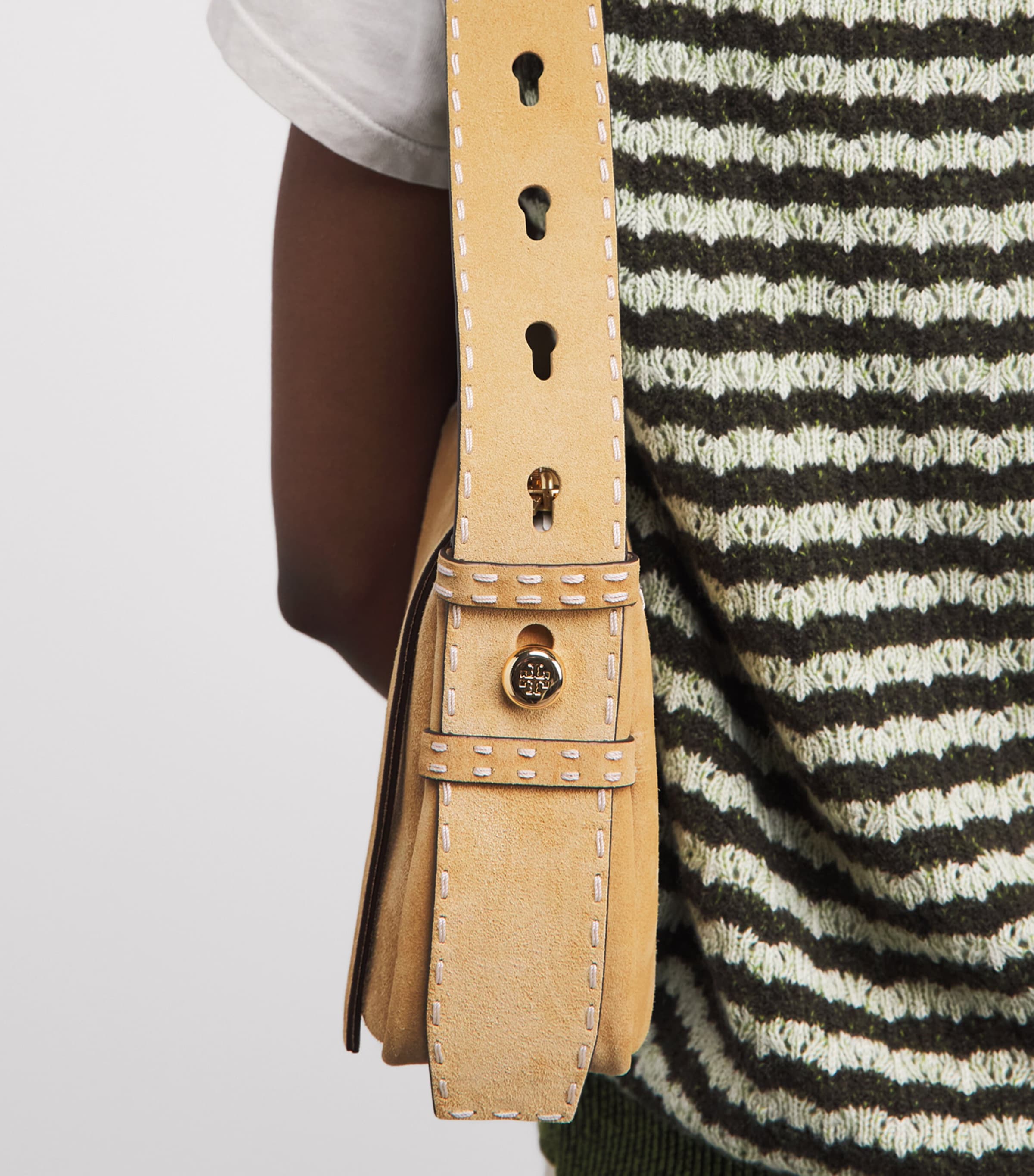 Tory Burch Small Suede Romy Shoulder Bag Butter Image 4