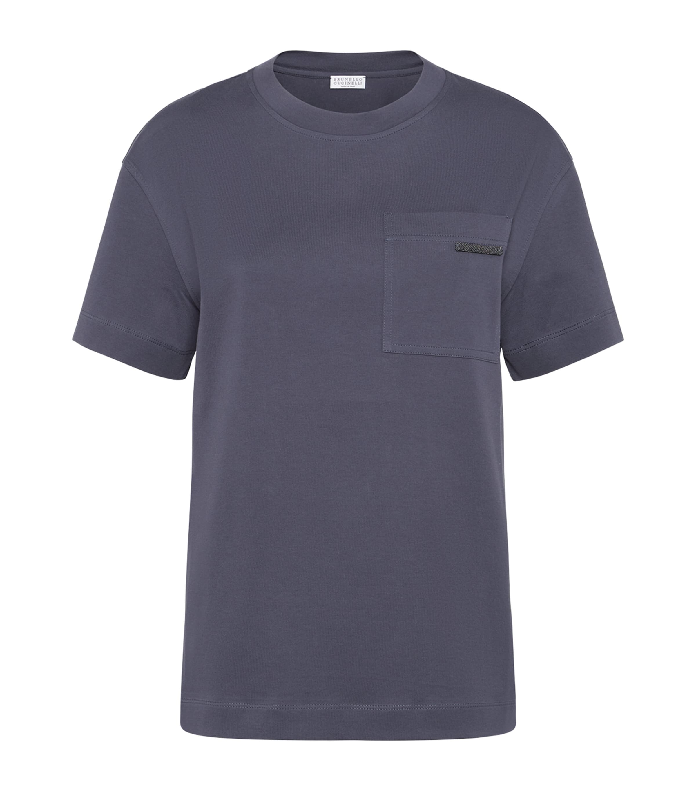 Brunello Cucinelli Cotton Pocket-detail T-shirt In Blue