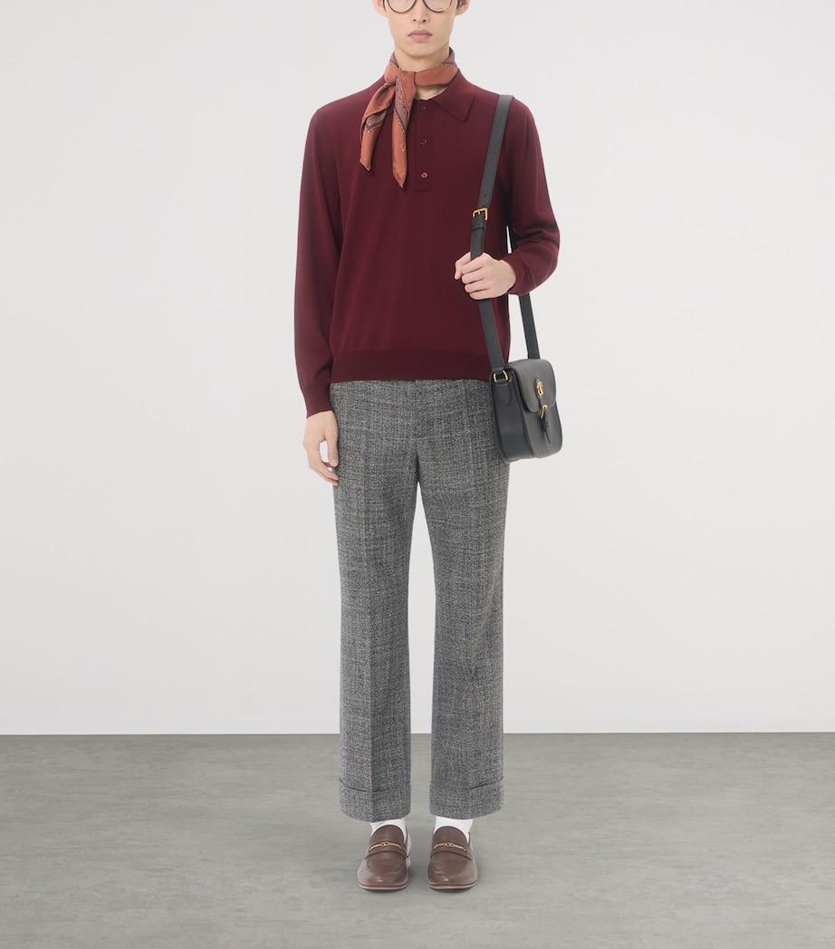 Valentino Garavani Mens Virgin Wool Long-Sleeve Polo Shirt Image 5