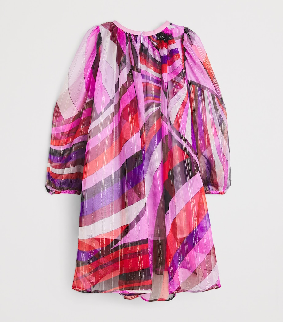 Silk Chiffon Iride Print Dress (4-14 Years) 513ROFUCHSIA/RED Image 2