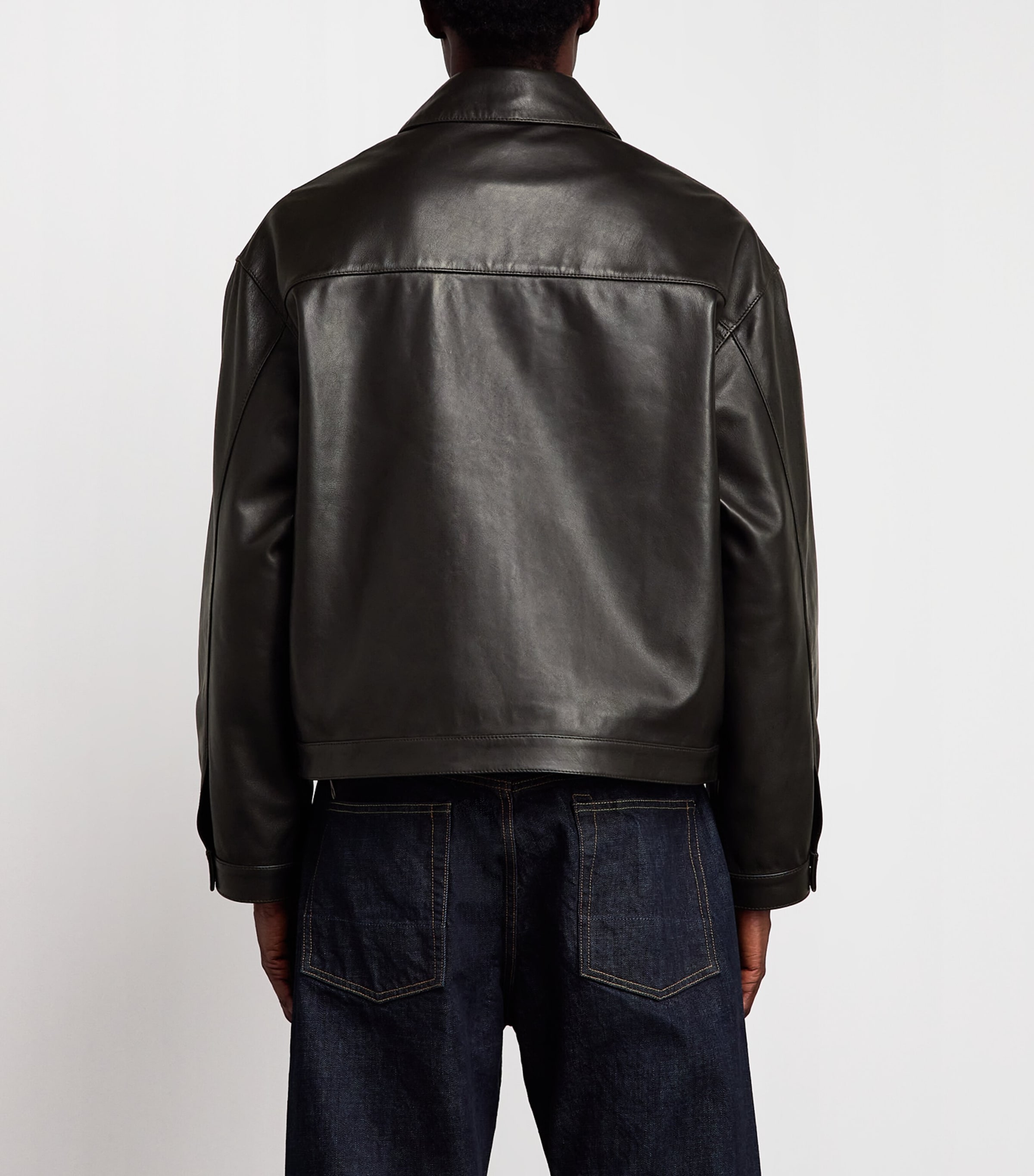 Cole Buxton Mens Leather Bomber Jacket Dark Brown Image 5