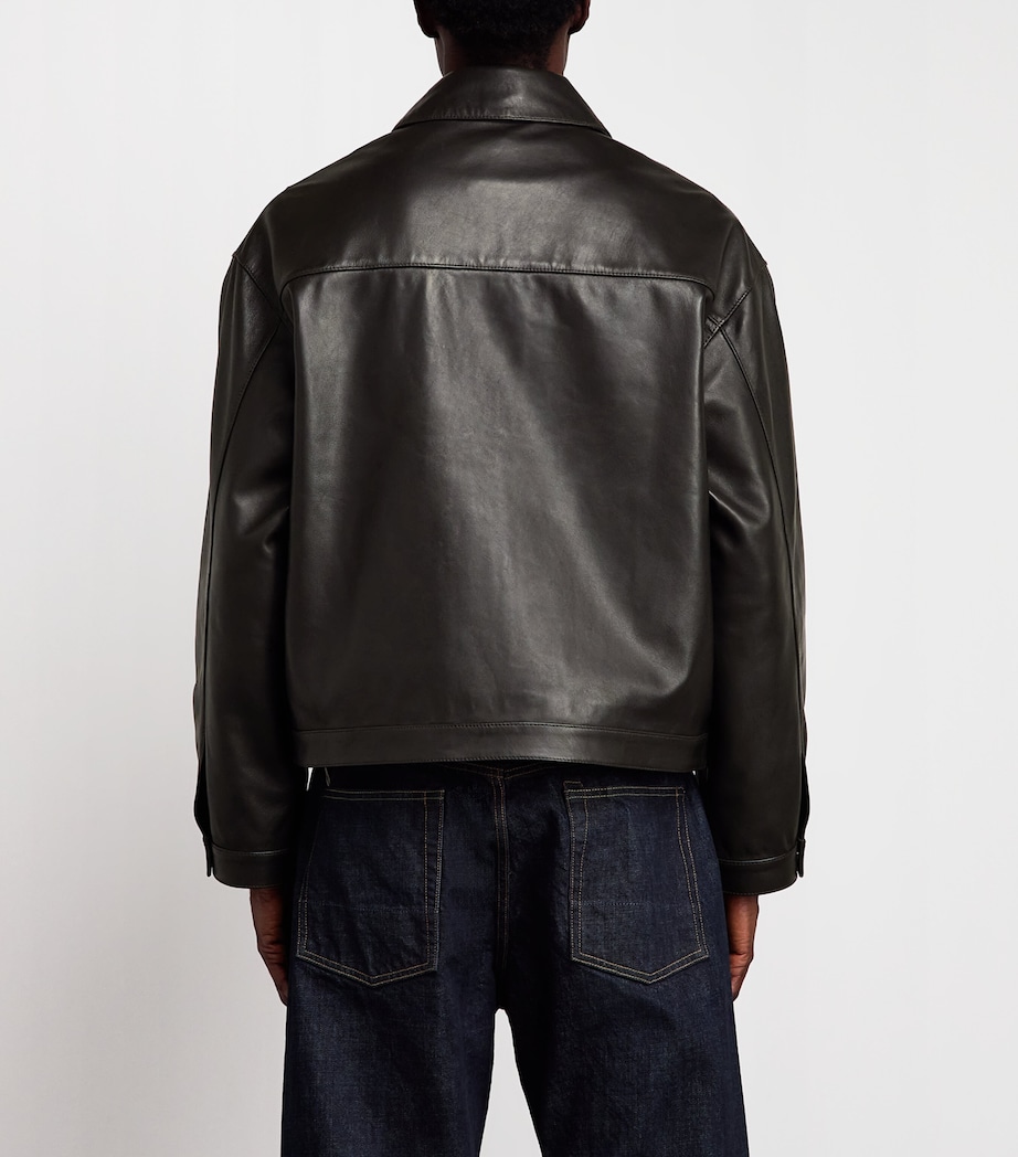 Cole Buxton Mens Leather Bomber Jacket Dark Brown Image 5
