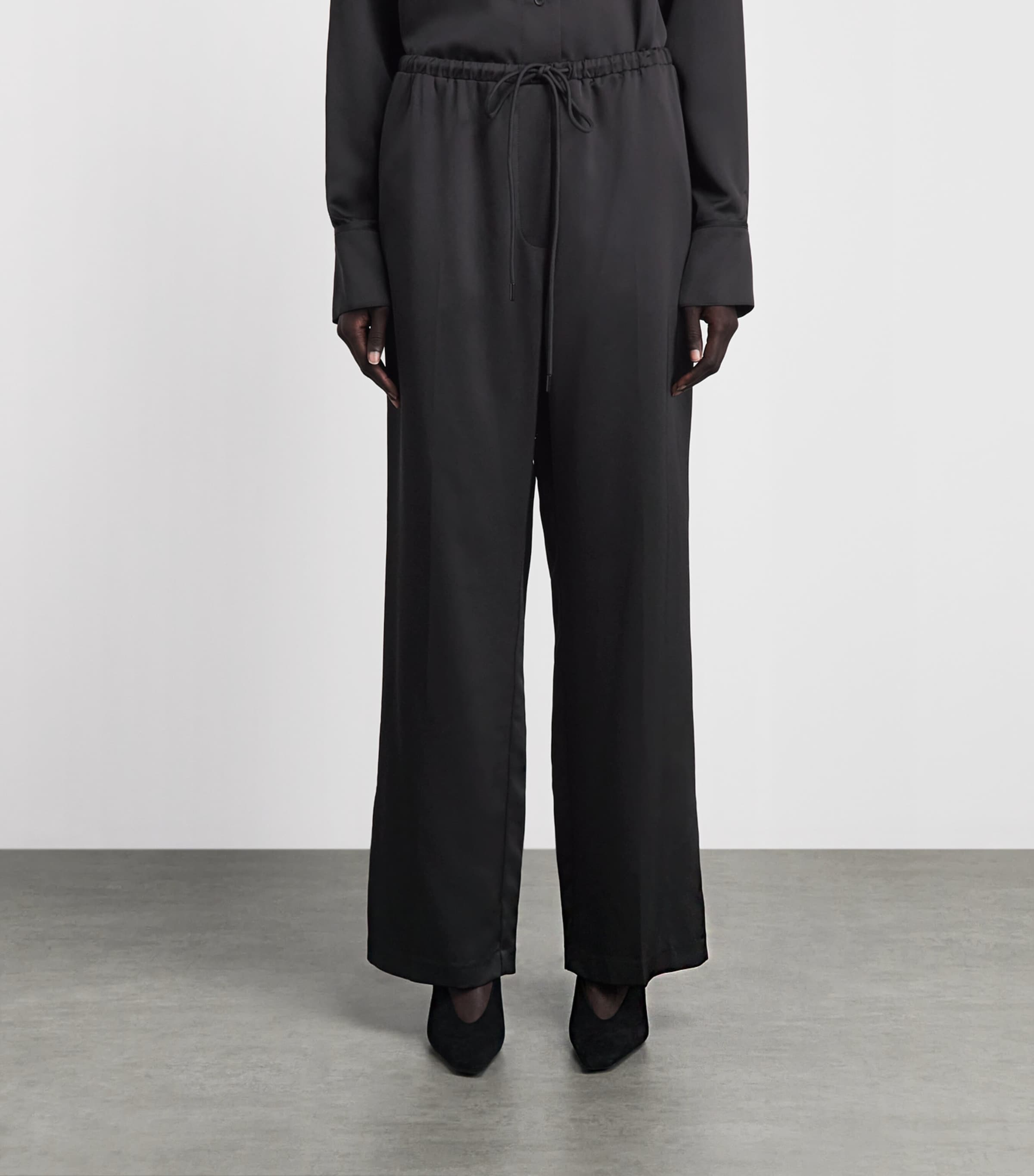 CAMILLA AND MARC Womens Satin Drawstring Trousers Dblk Black Image 4