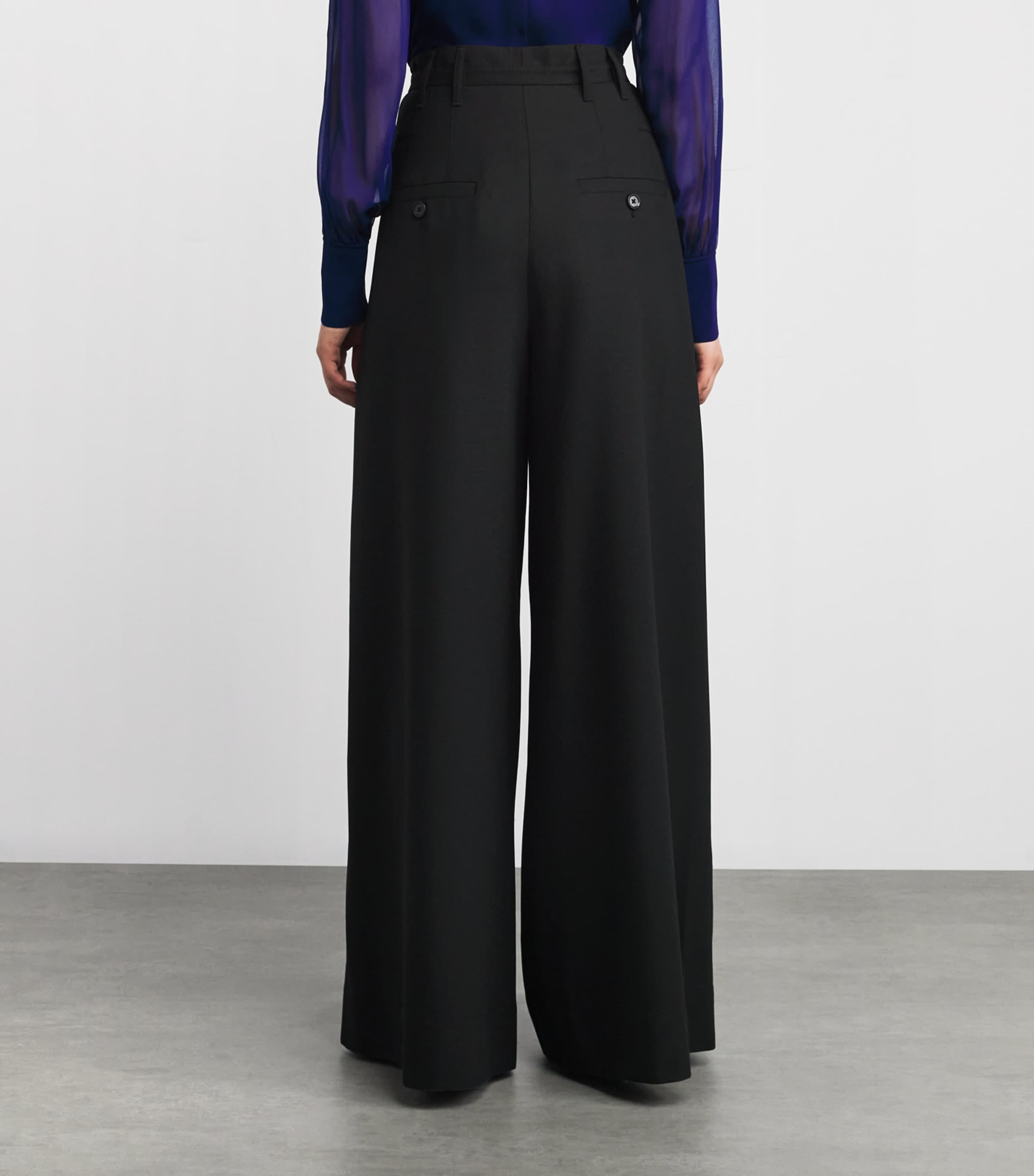 Pleated Wide-Leg Trousers BLACK Image 4